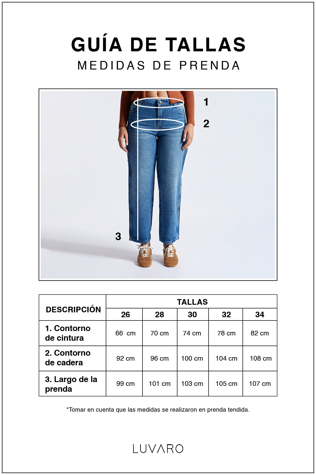 Guía de tallas de Denim Baggy Balloon - Celeste