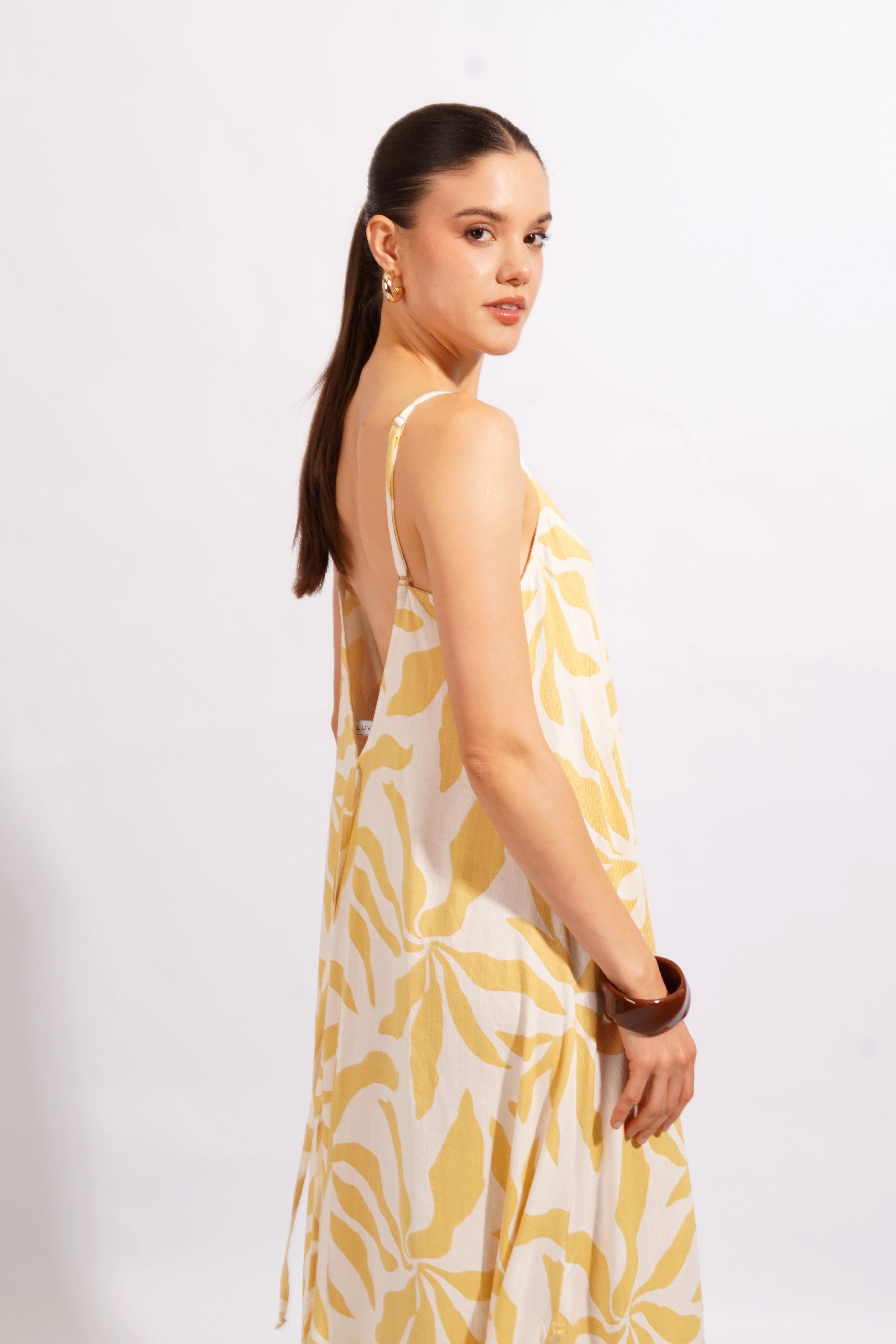 Vestido Tiras Estampado - Amarillo