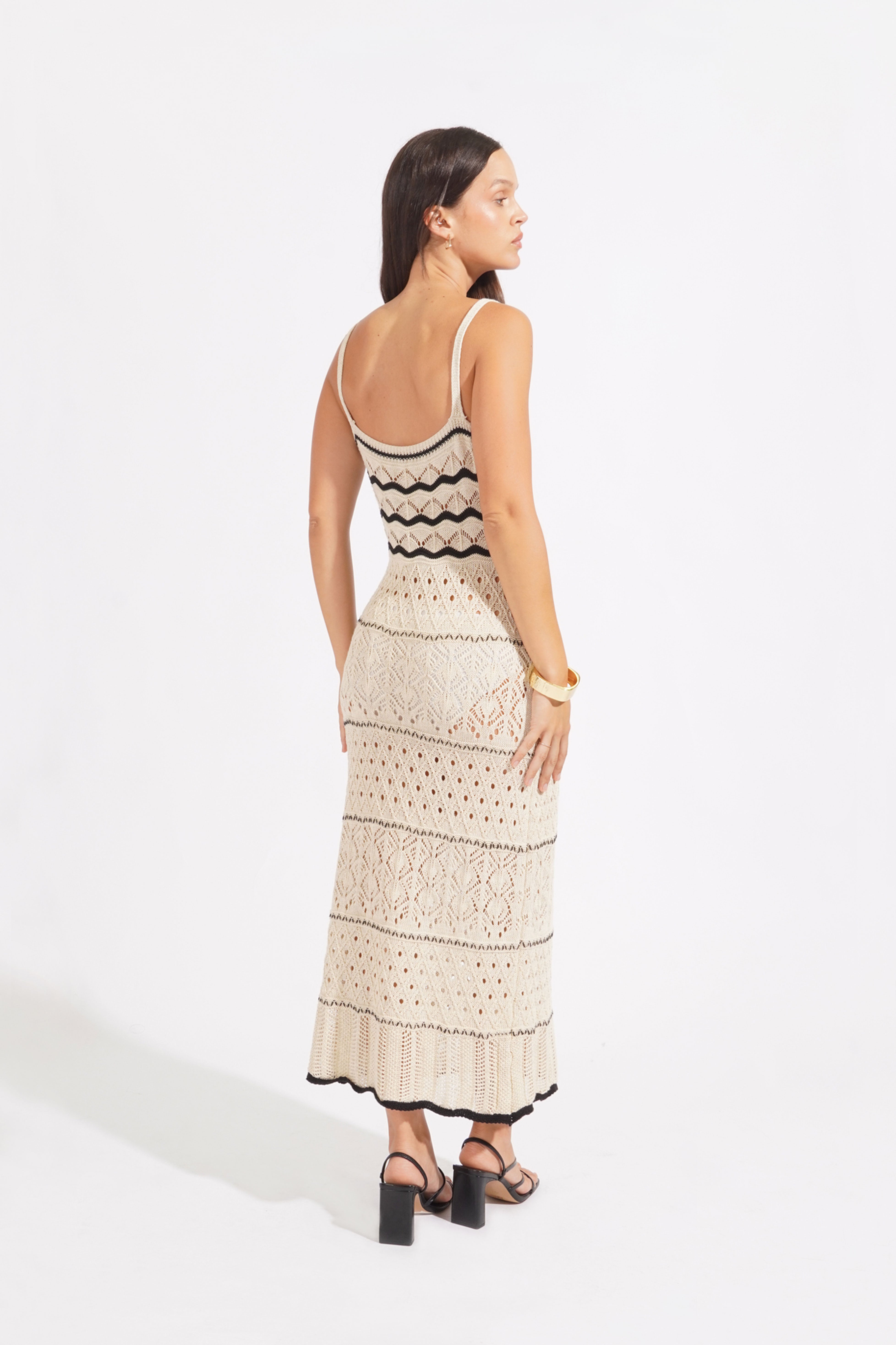 Vestido Punto - Beige con Negro