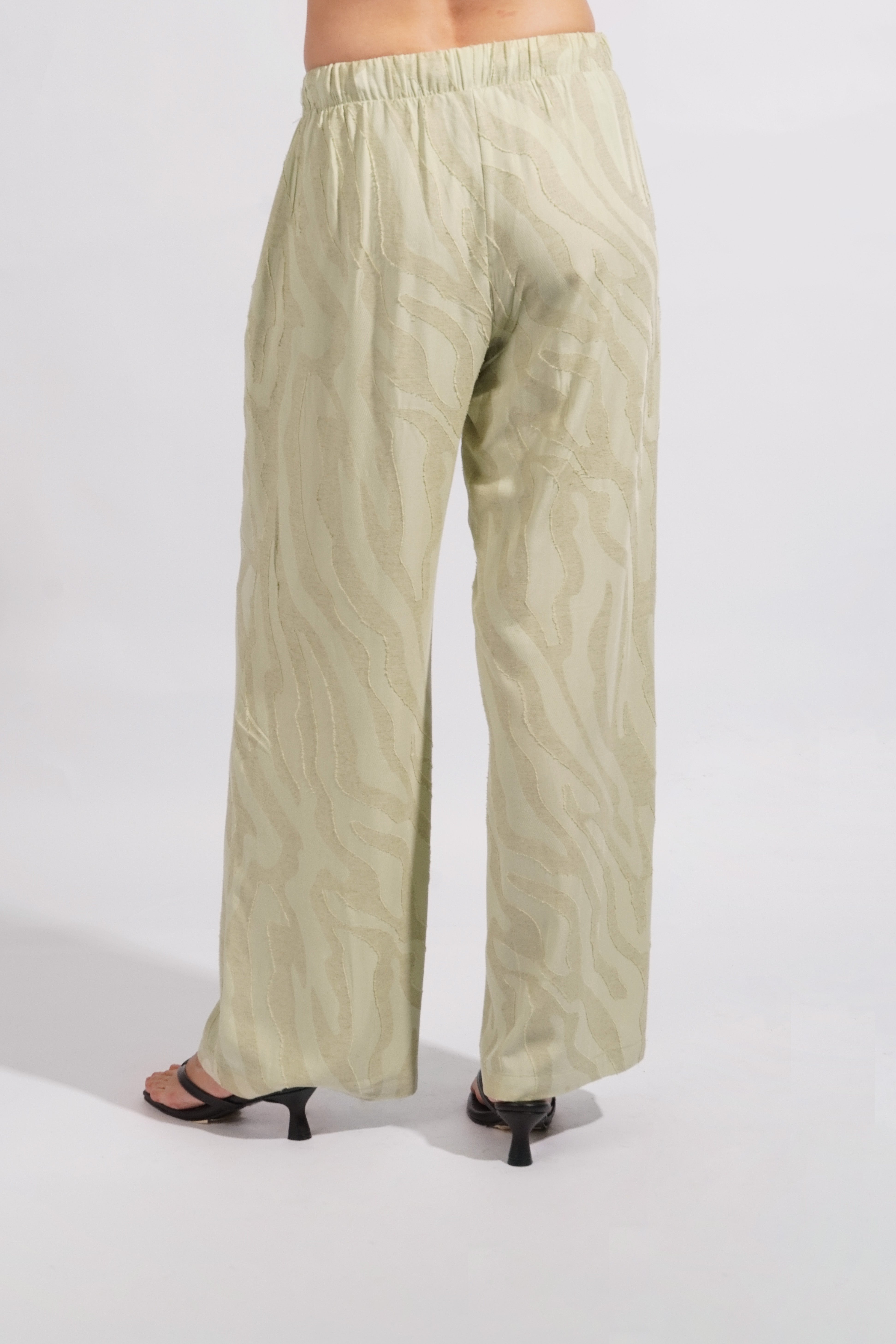 Pantalón Recto Estampado Lino - Aloe