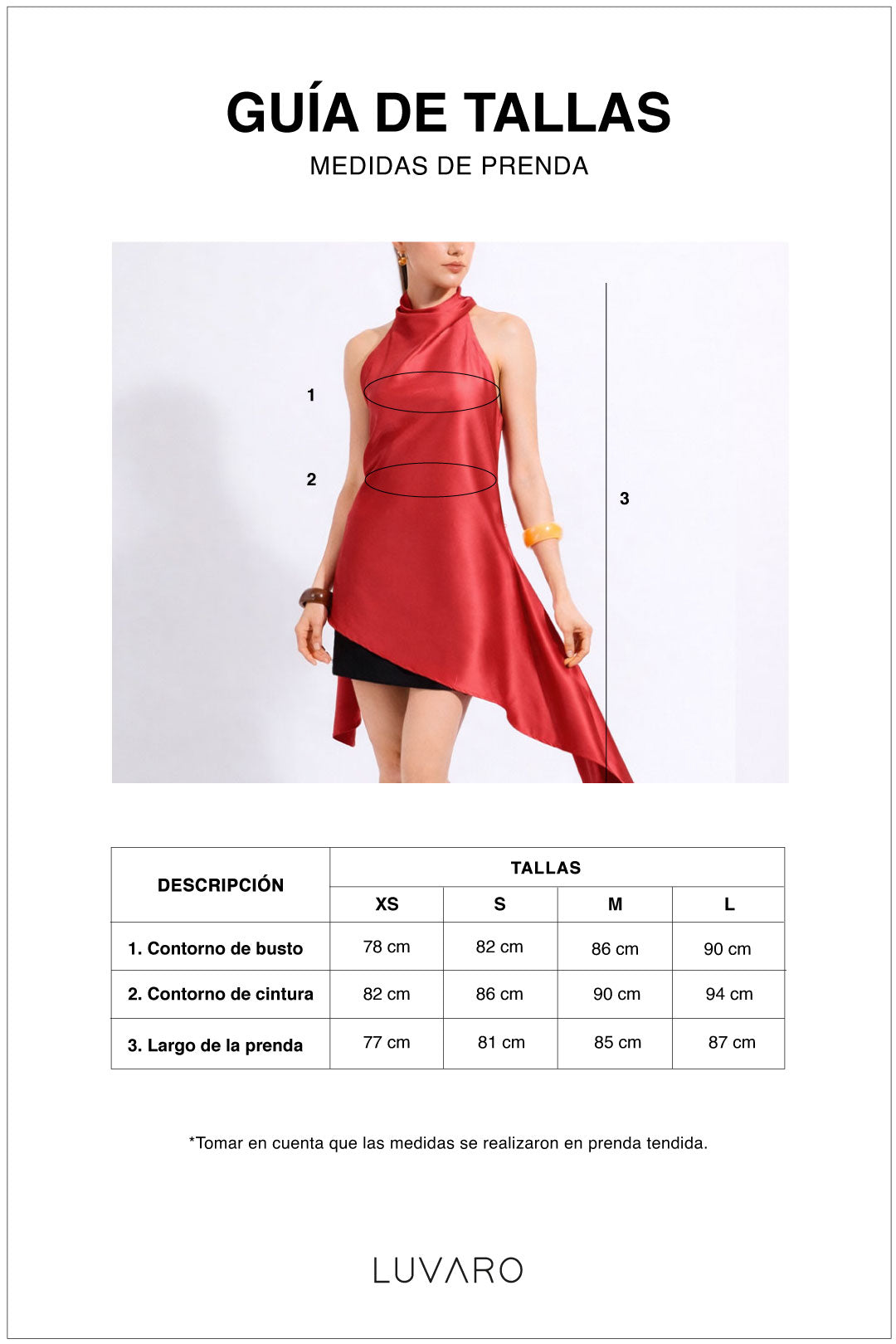 Guía de tallas de Top Halter Satinado Soft - Capuchino