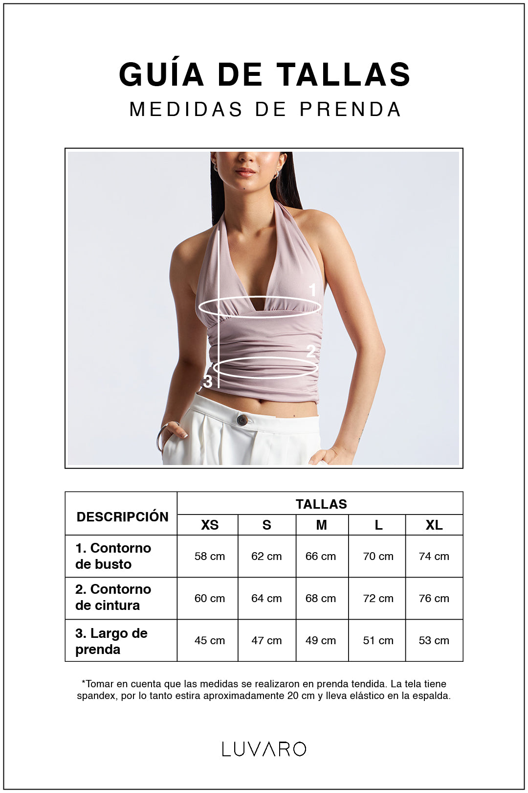 Guía de tallas de Top Tirantes Halter - Perla