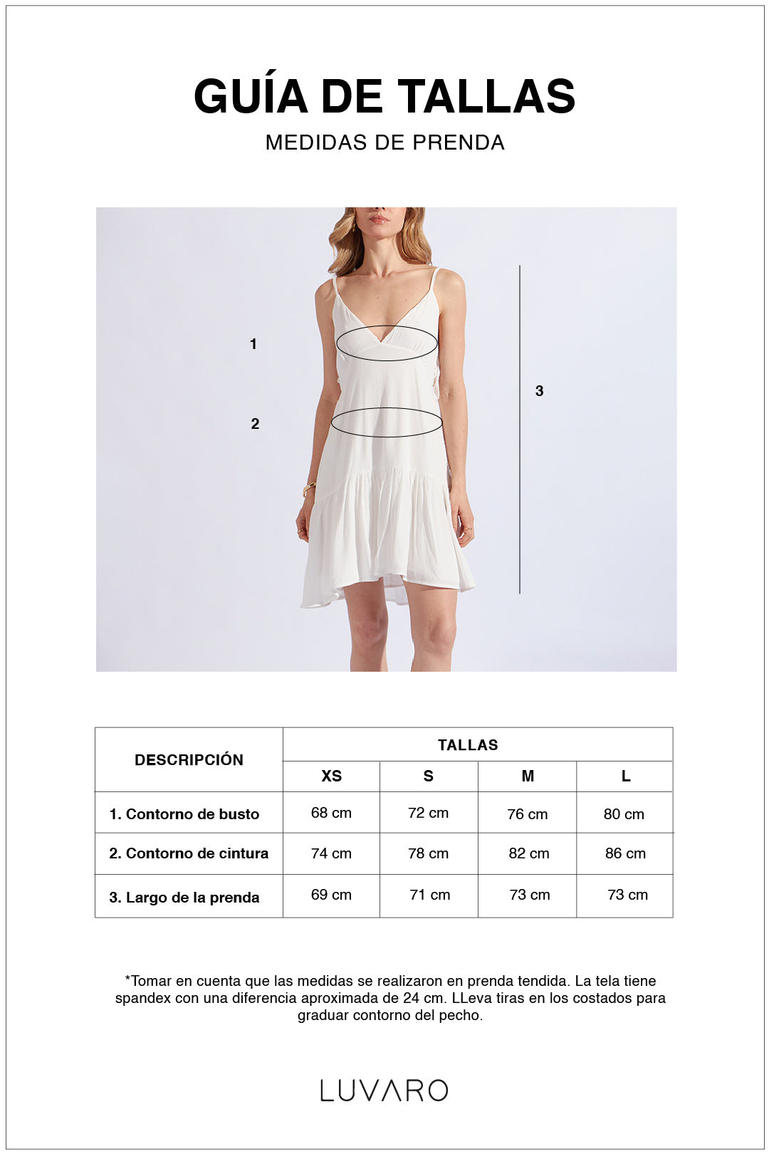 Guía de tallas de Vestido Corto Fluido - Rosado