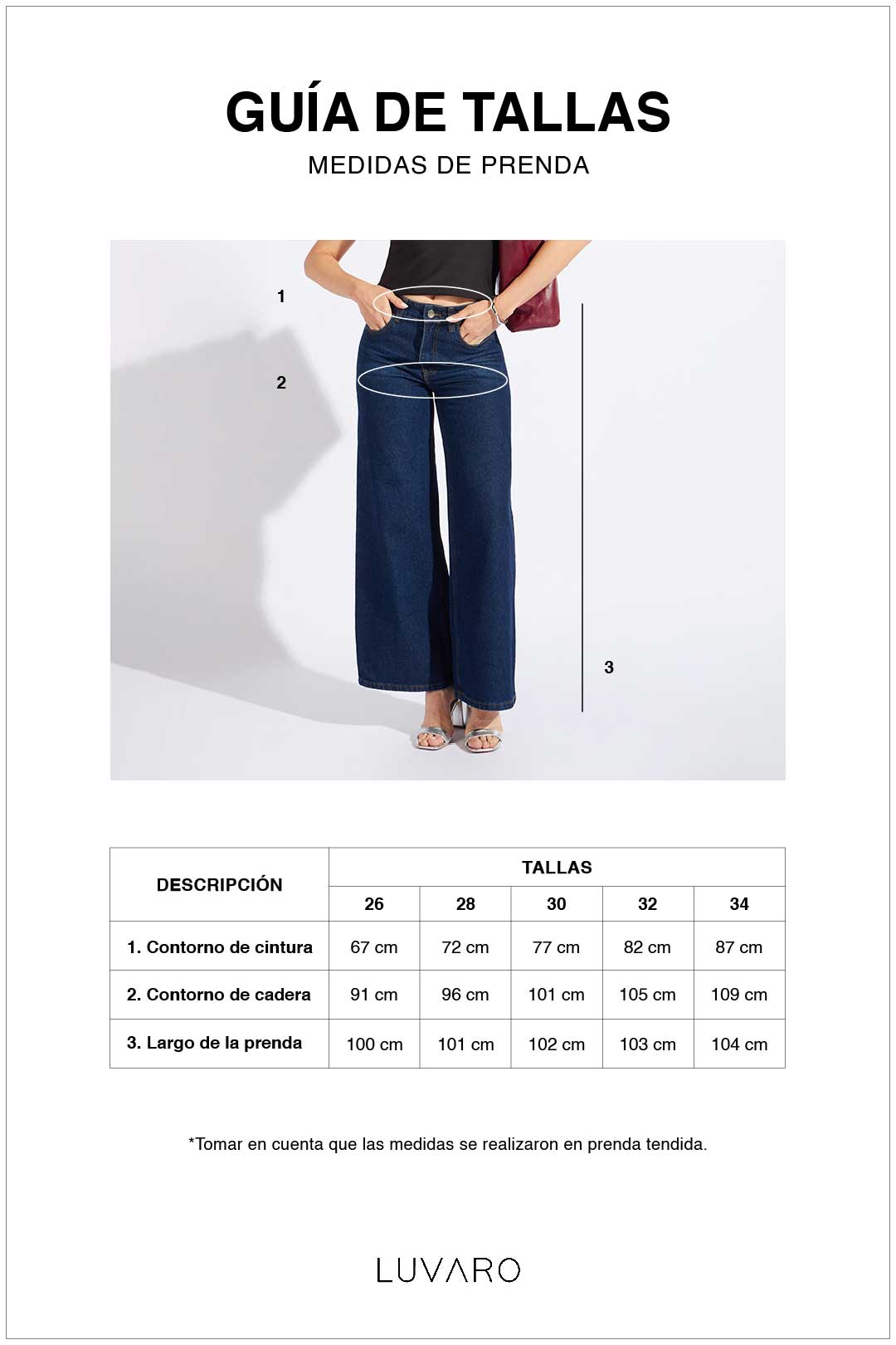 Guía de tallas de Pantalón Denim Wide 90 - Jeans Gris