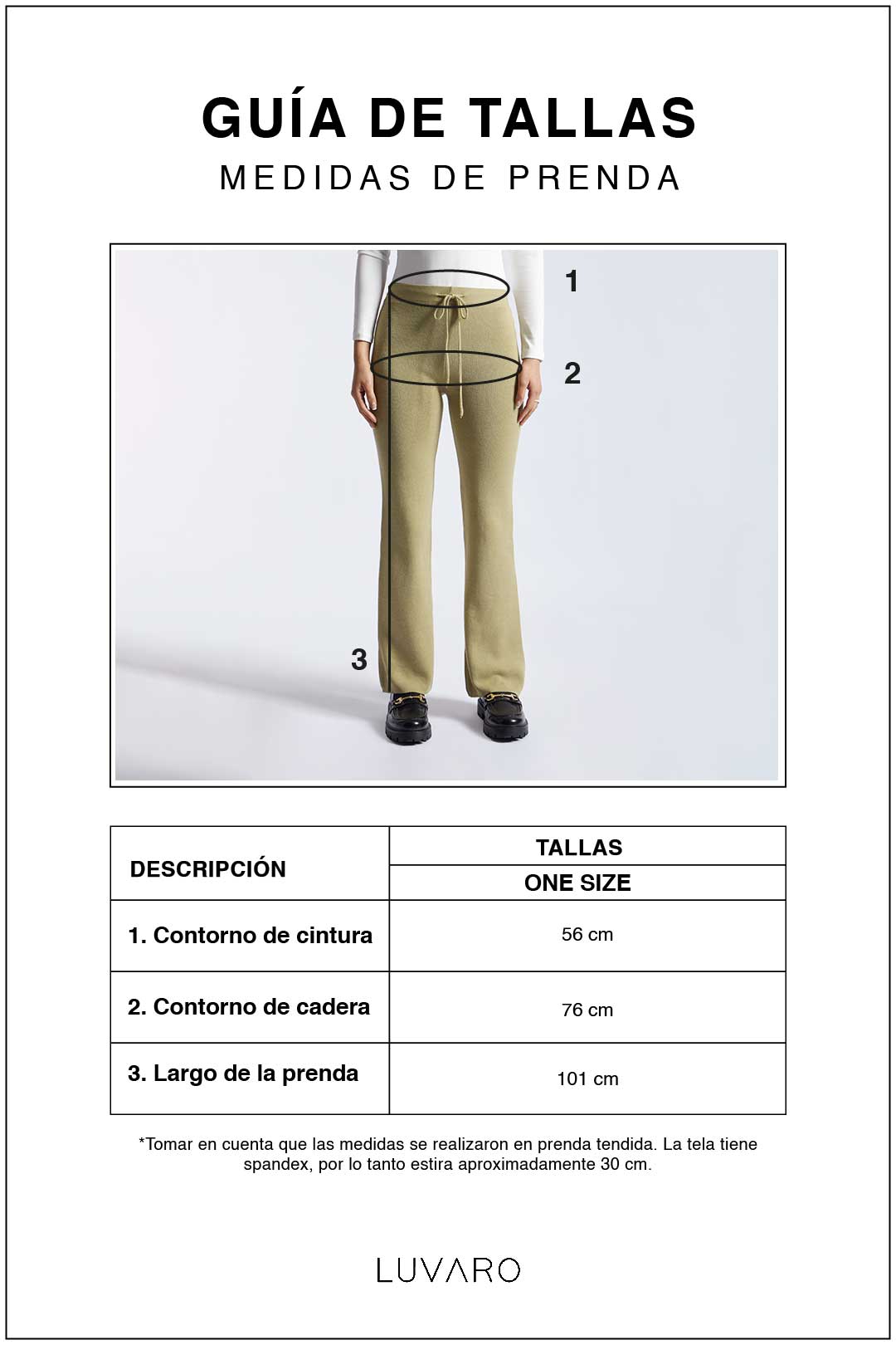 Guía de tallas de Pantalón Recto Knit - Verde Olivo