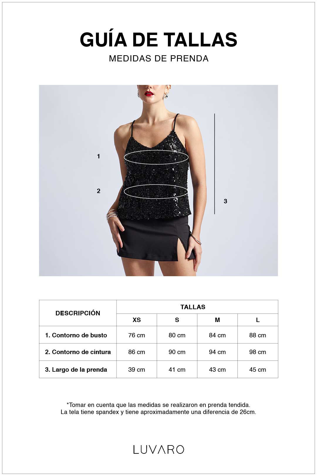 Top Lencero Brillos  - Negro