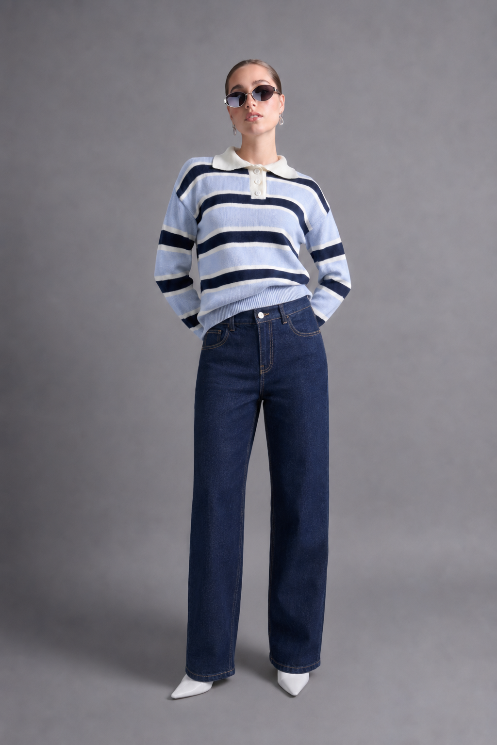 Pantalón Denim Barrel Tiro Alto - Azul Índigo