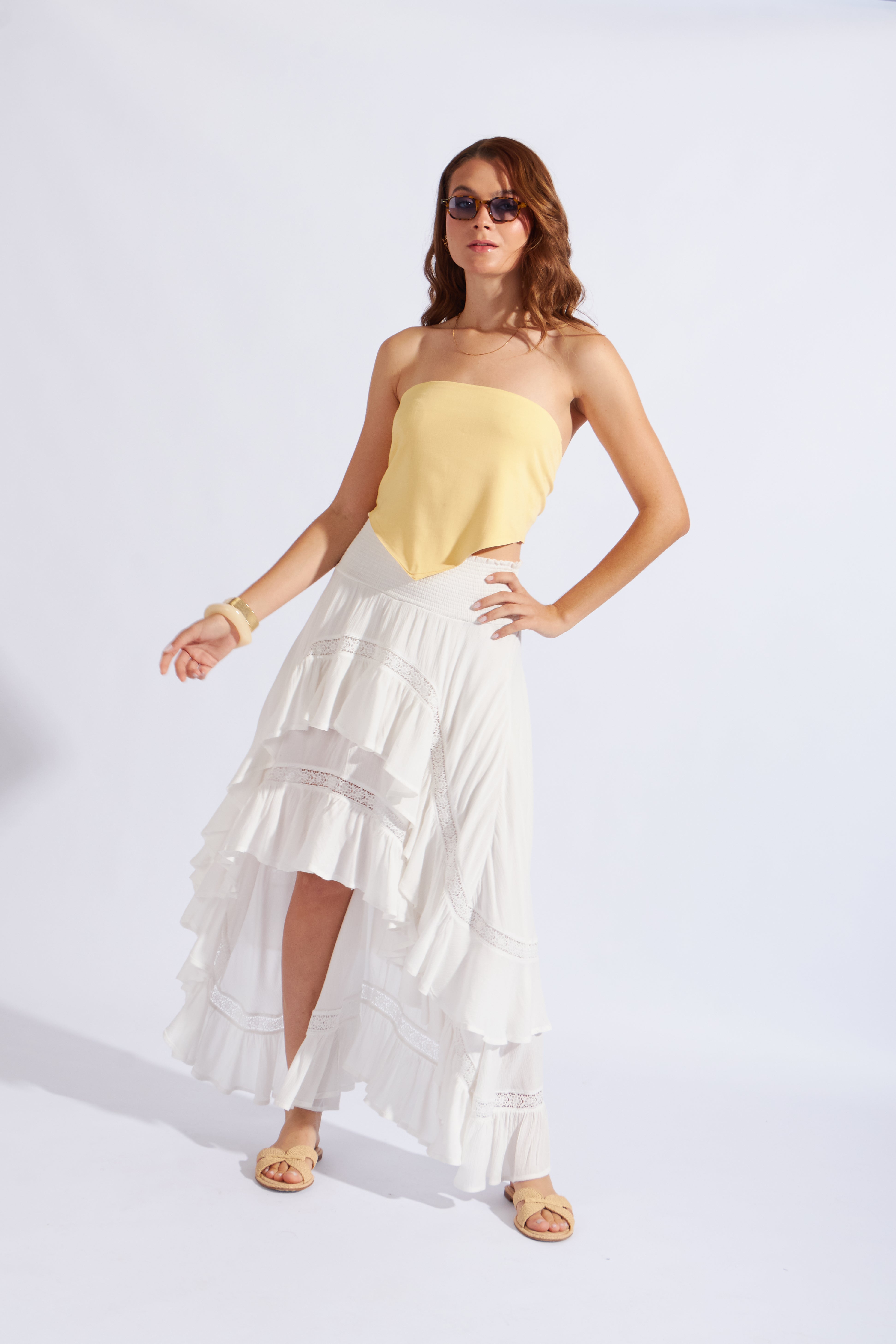 Falda Bohemia con Volantes - Perla