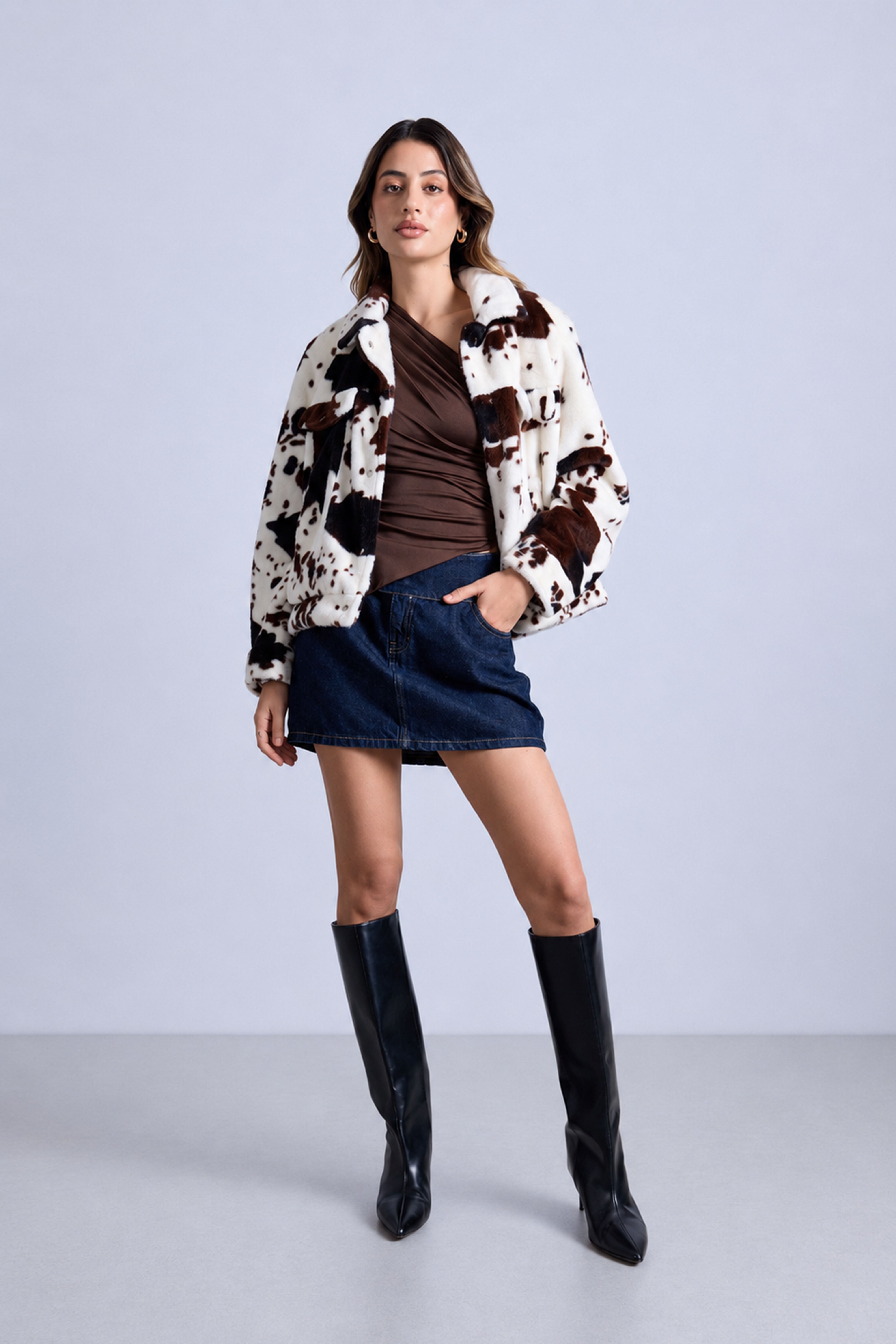 Cazadora Efecto Peluche Cow - Cow print