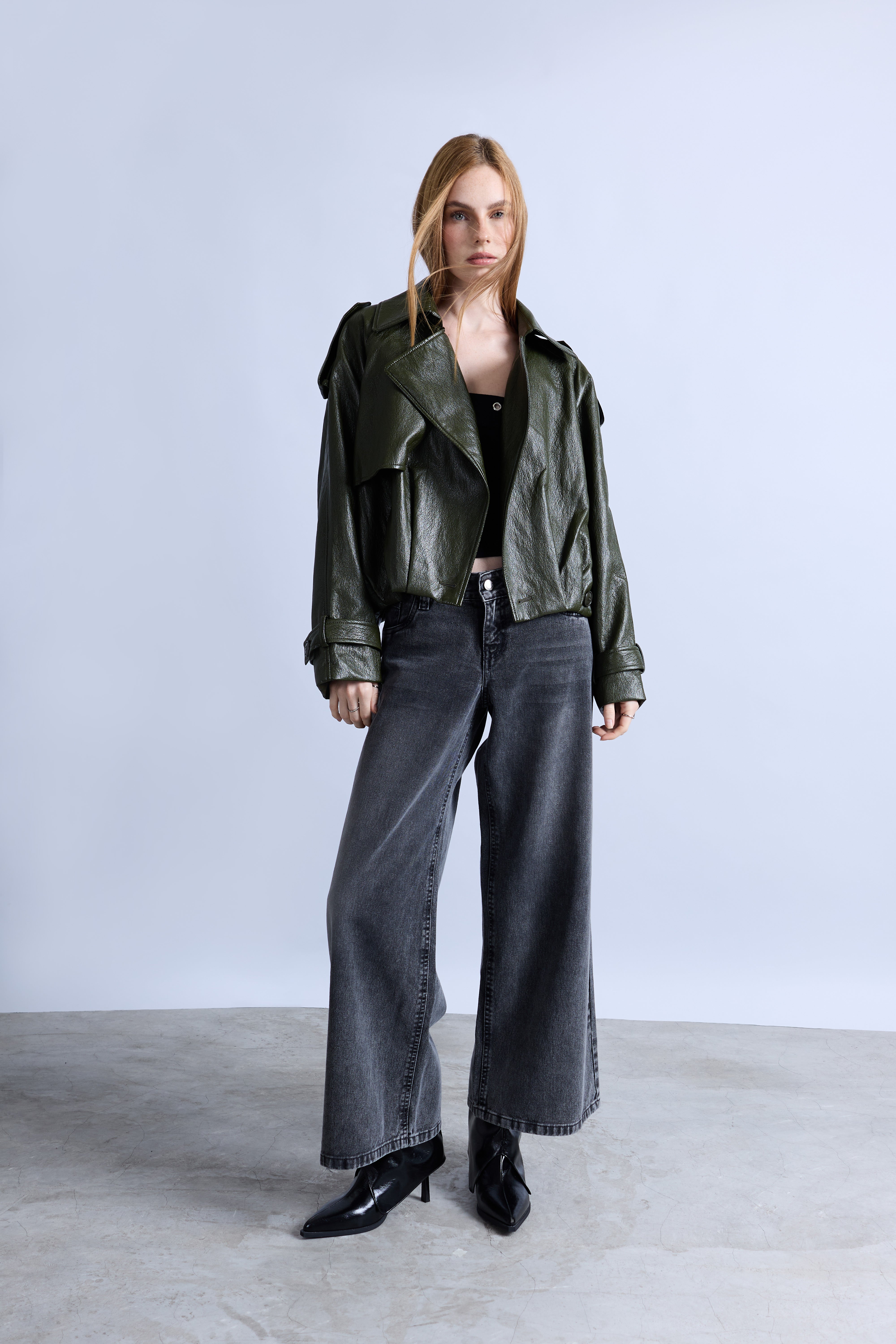 Casaca Crop Oversize - Verde Oliva