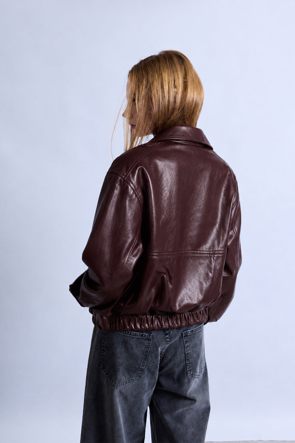 Casaca Bomber Leather - Burgundy