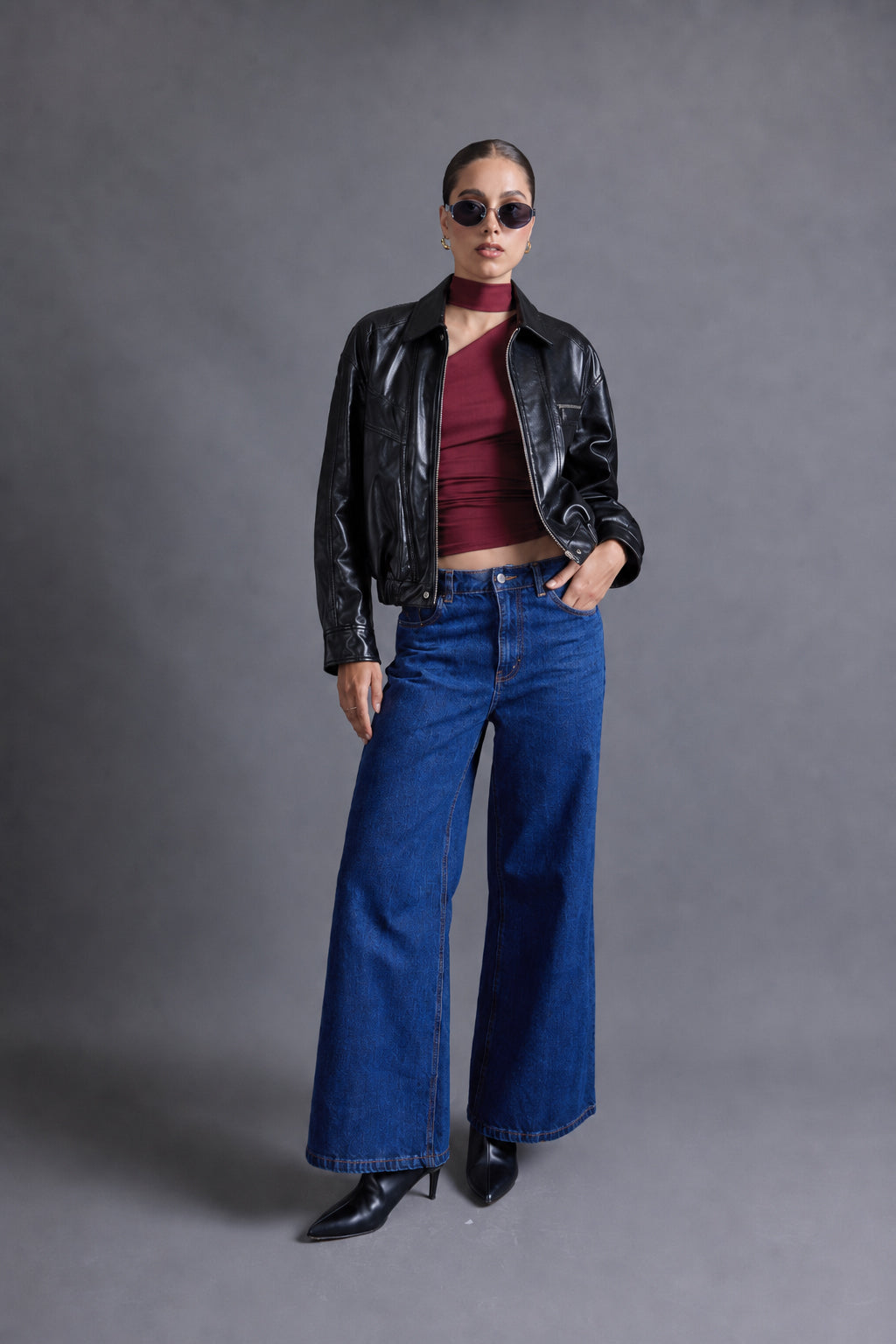 Casaca Bomber Leather - Negro