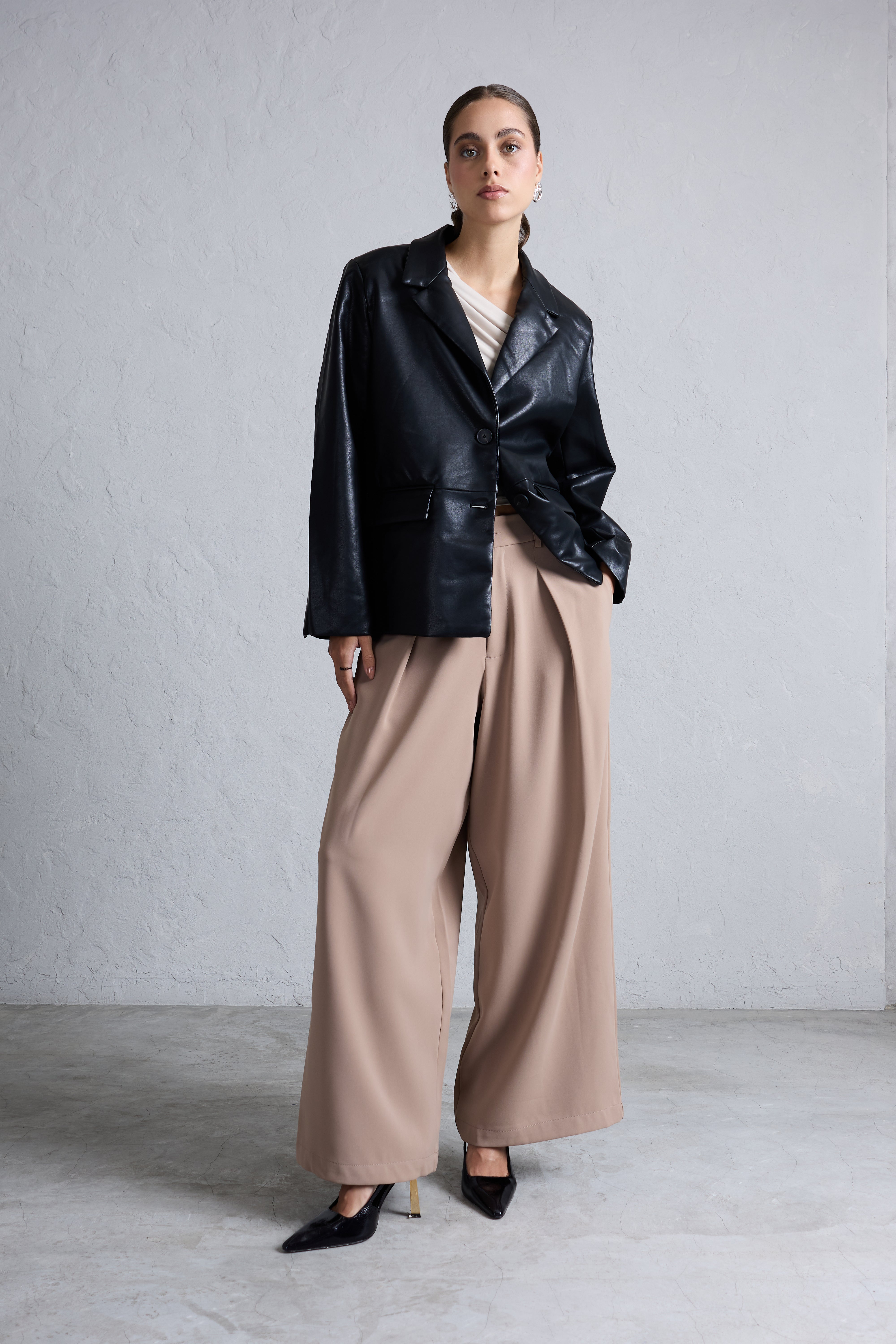 Blazer Leather Oversize - Negro