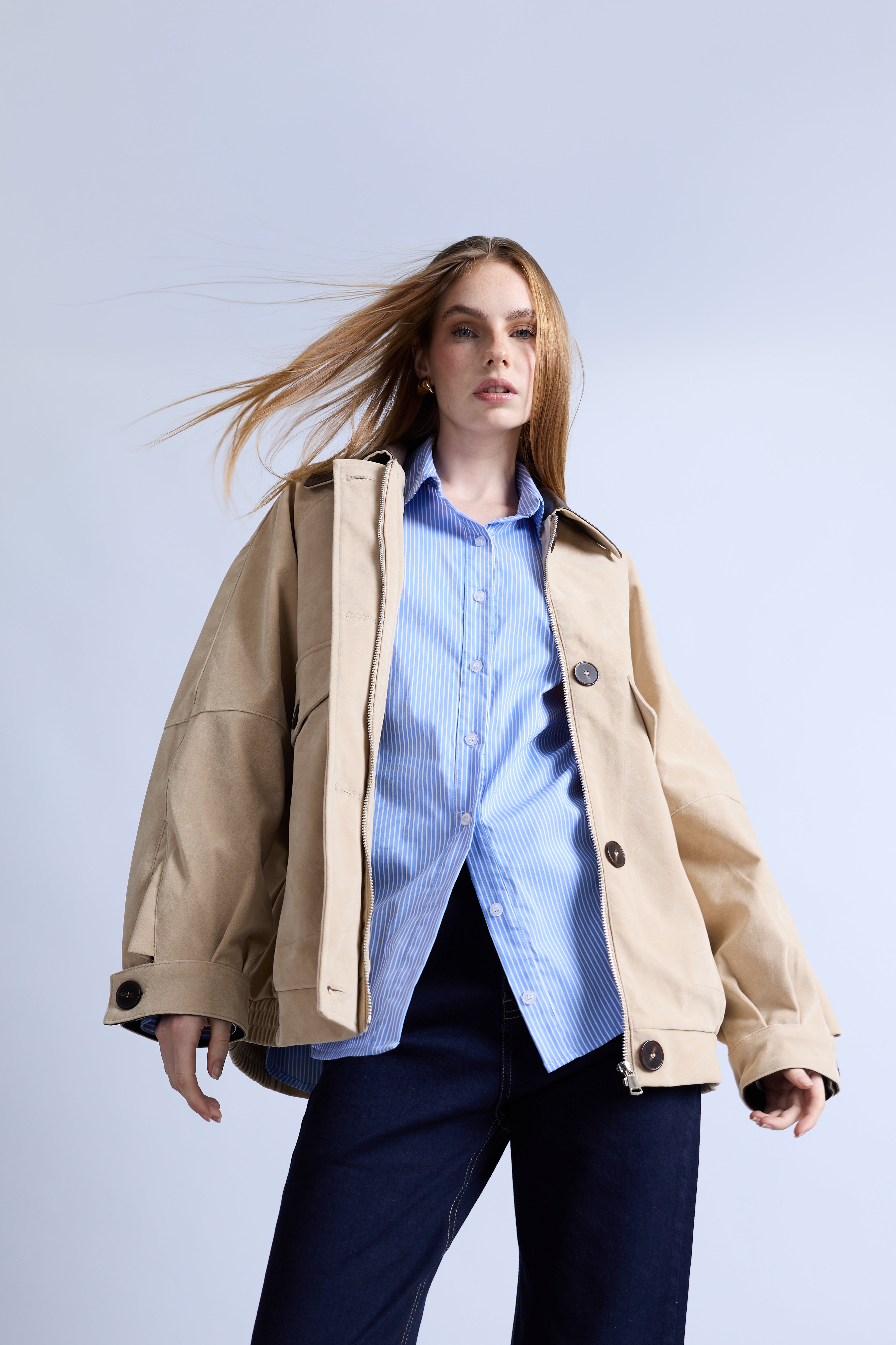 Casaca Cuello Contraste - Beige