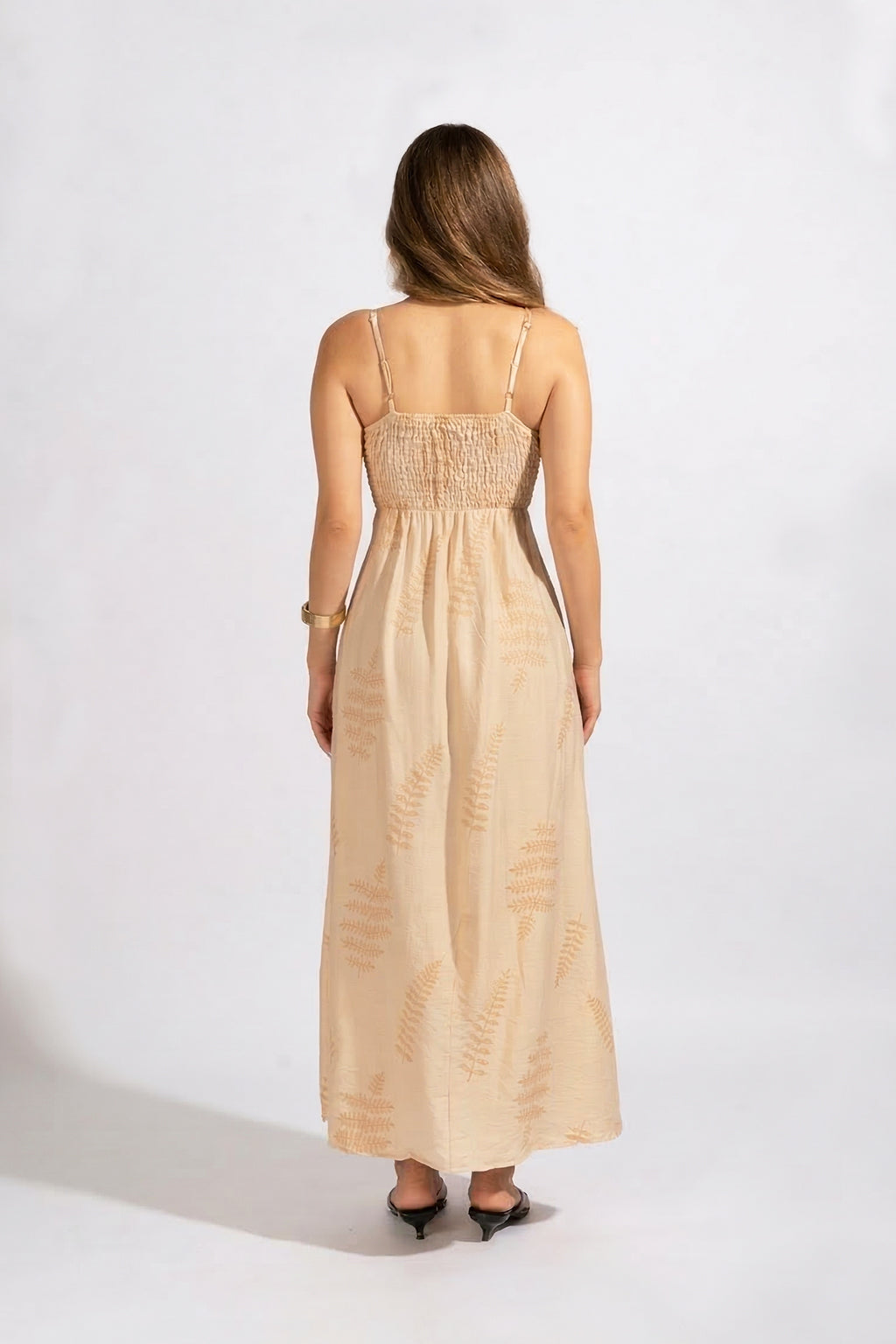 Vestido Lencero Estampado - Beige