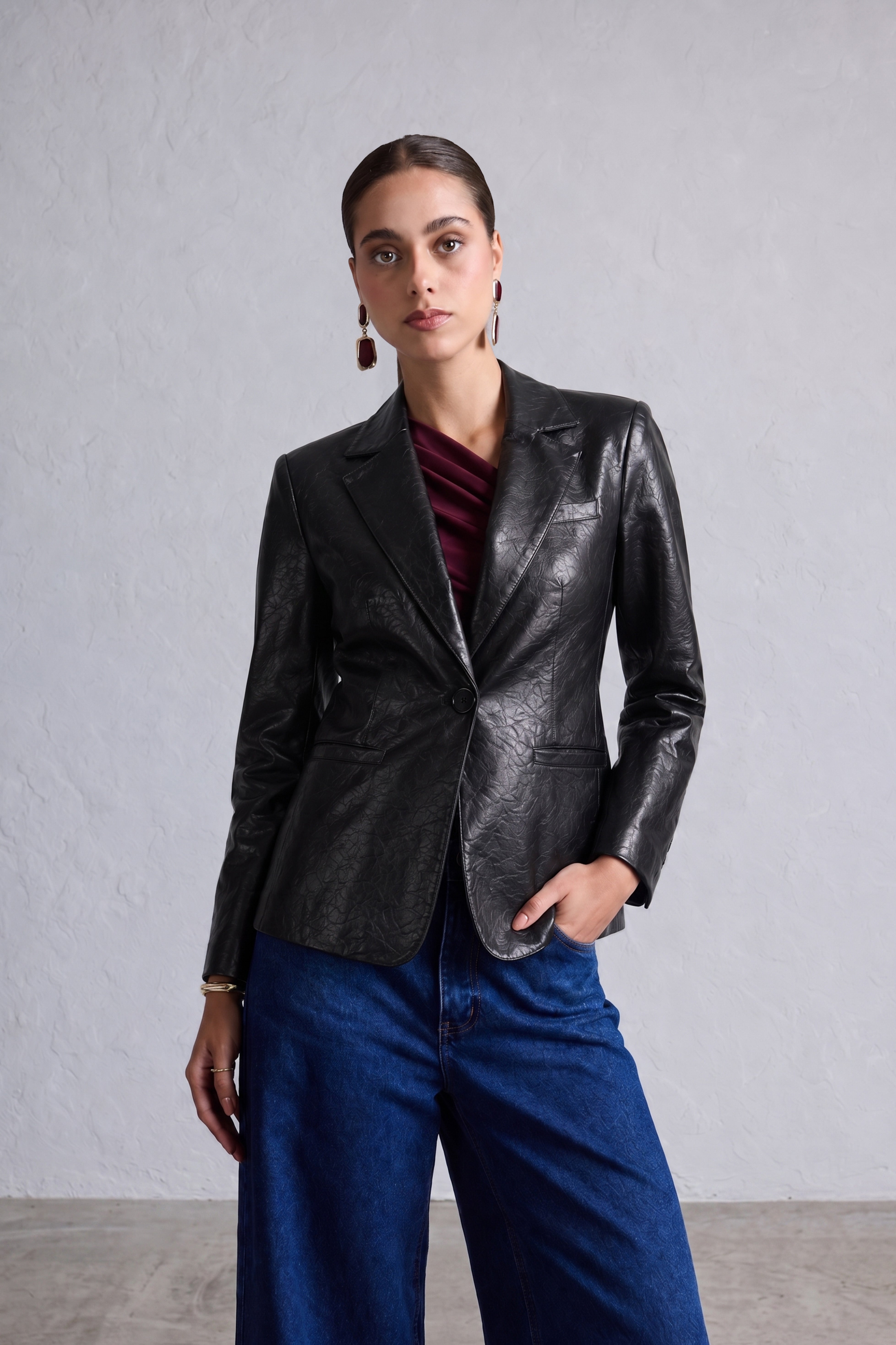 Blazer Leather Slim - Negro