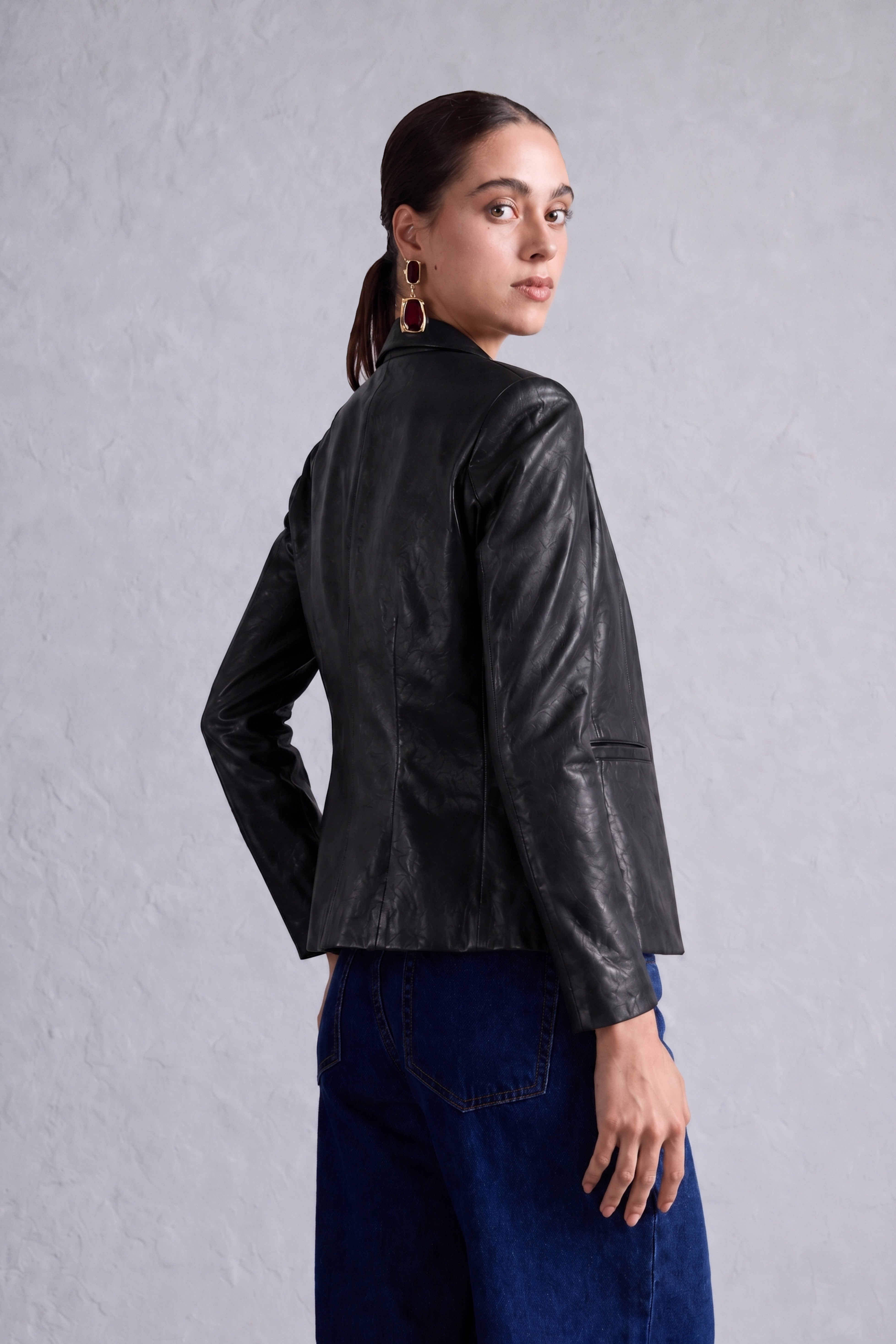 Blazer Leather Slim - Negro