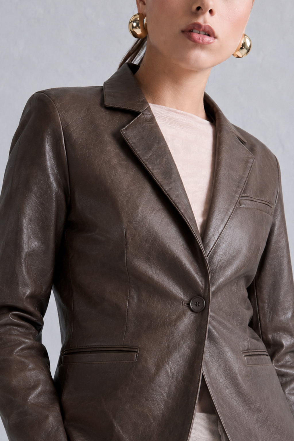 Blazer Leather Slim - Marrón
