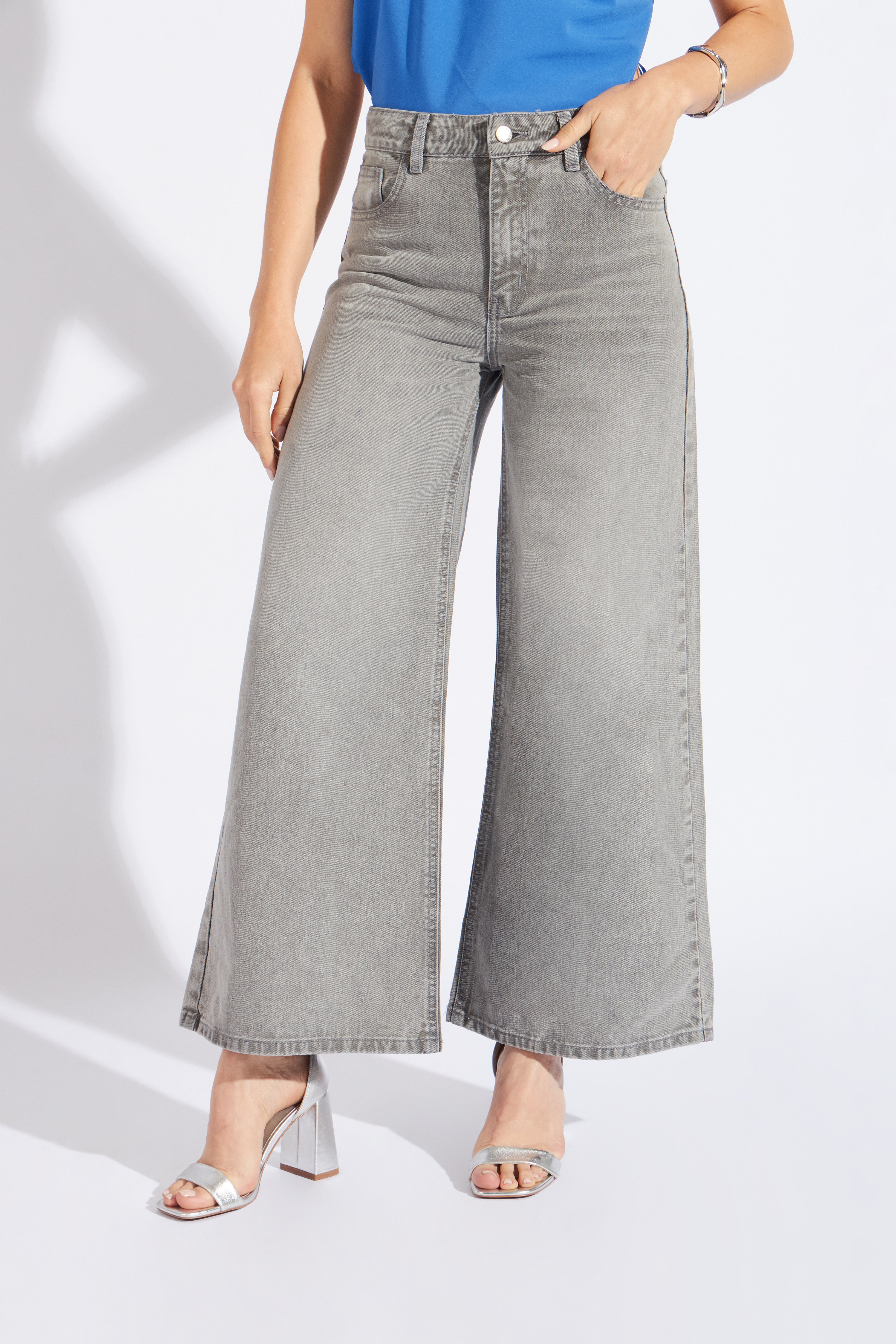 Pantalón Denim Wide 90 - Jeans Gris