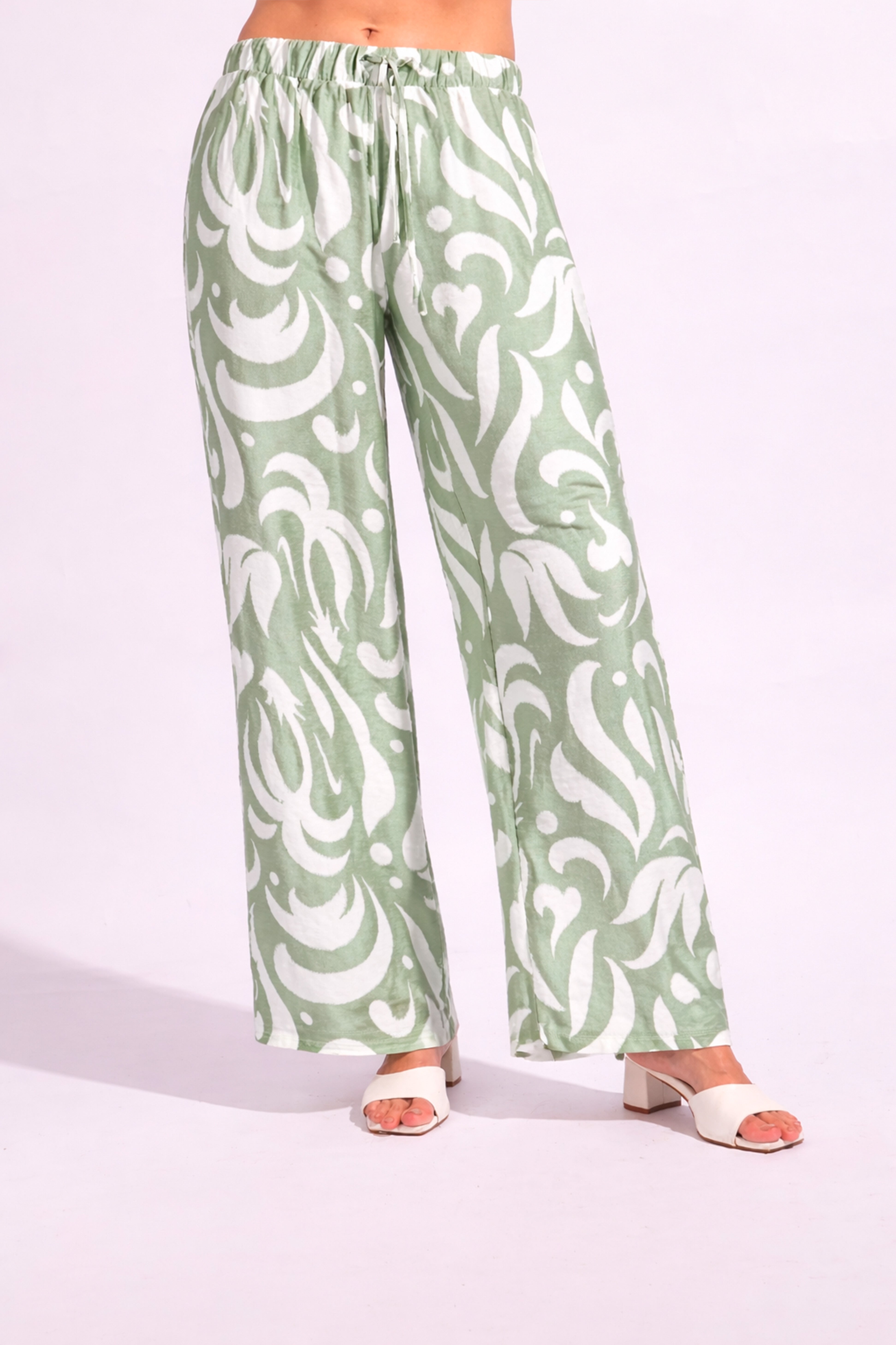 Pantalón Recto Estampado - Aloe