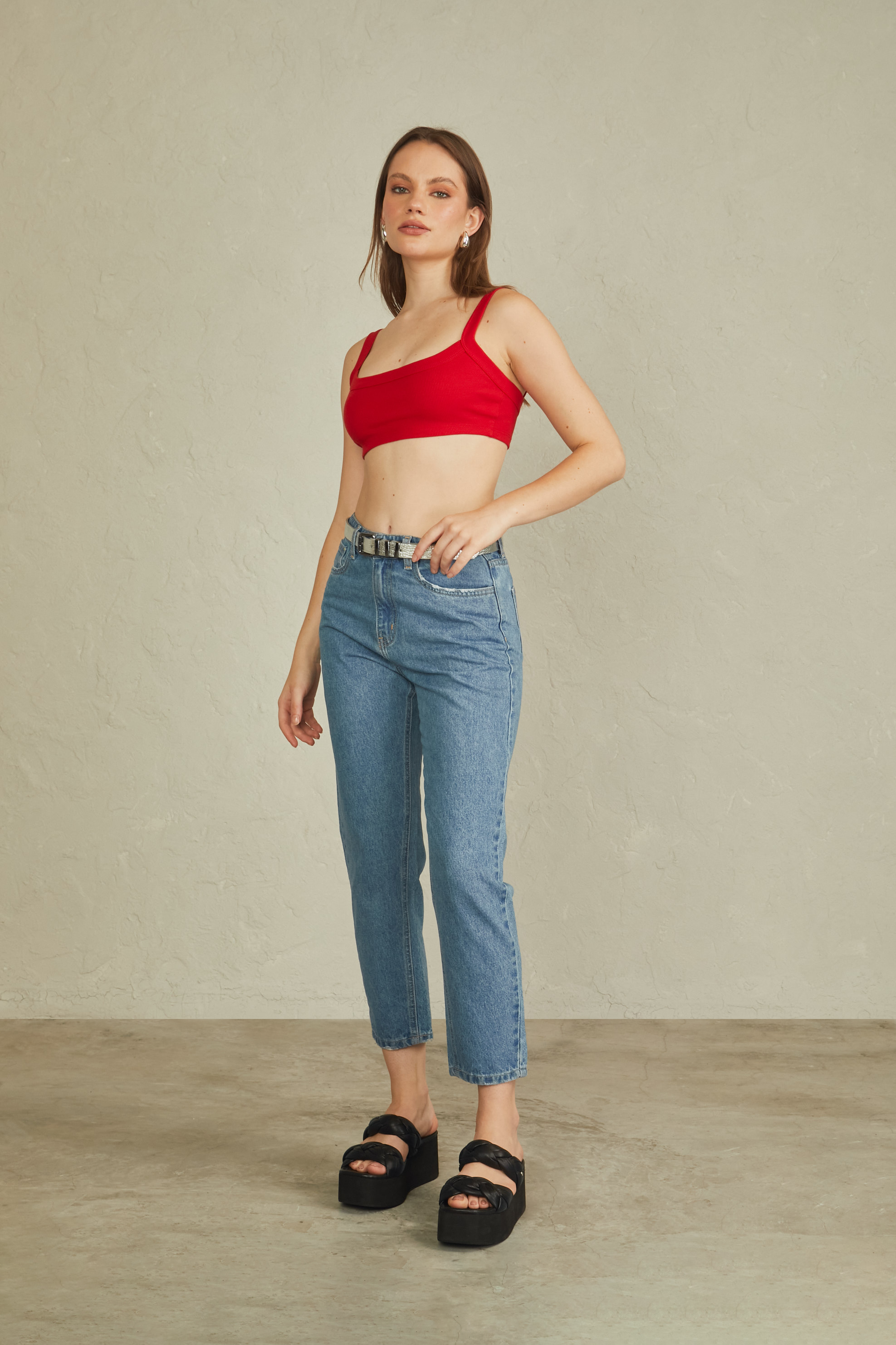 Mom Denim Pants - Celeste
