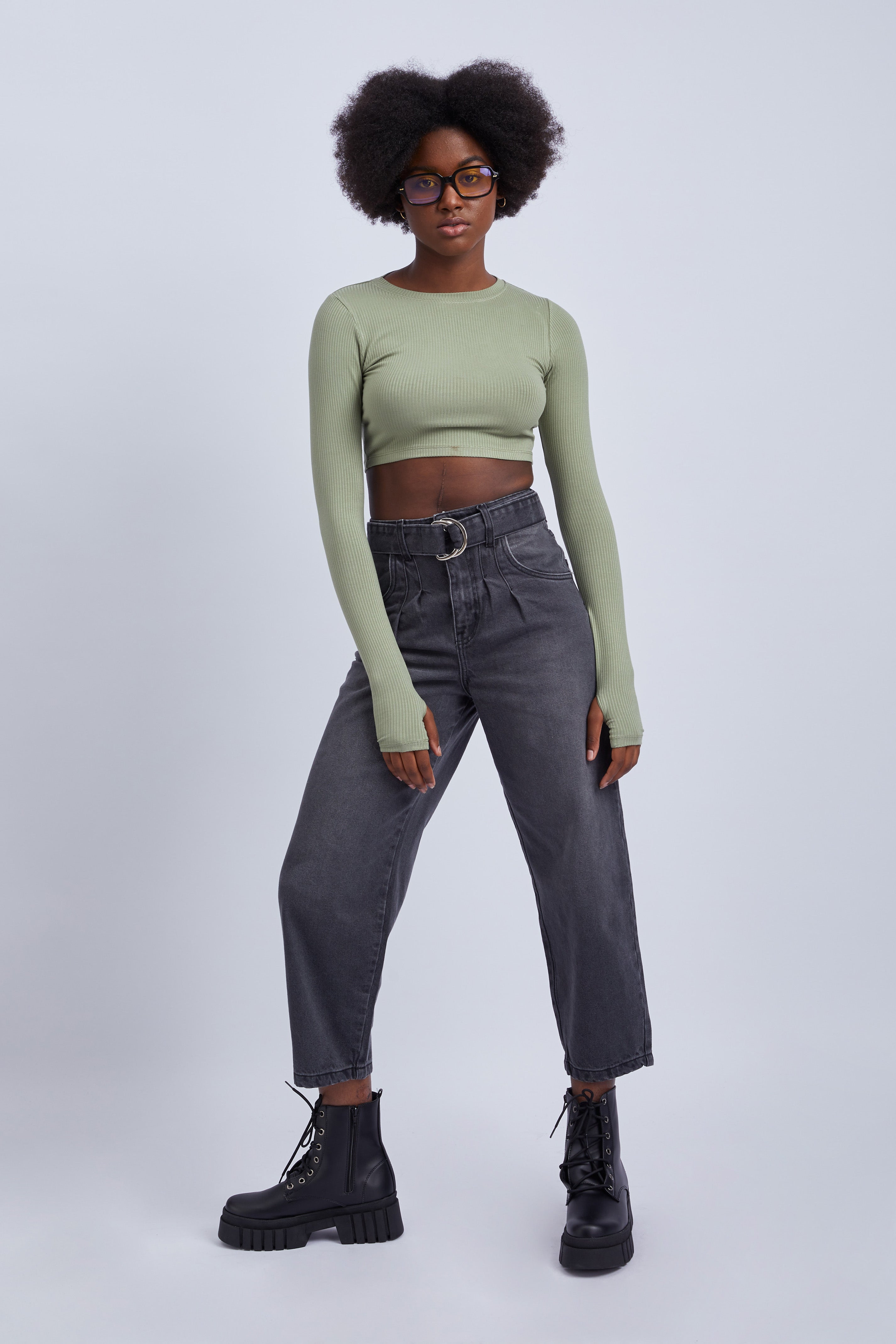 Belt Mom Jean - Negro