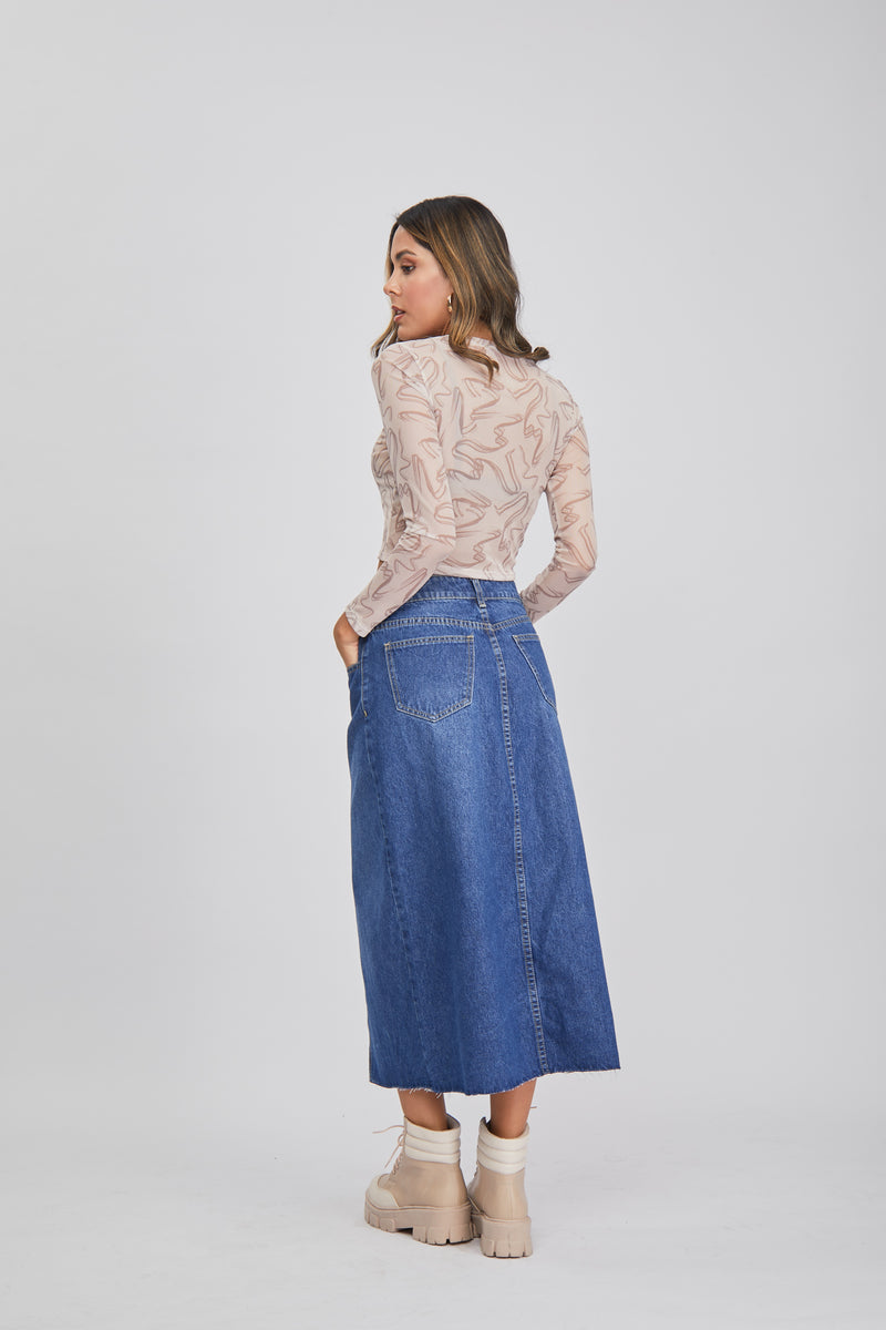 Denim Midi Skirt