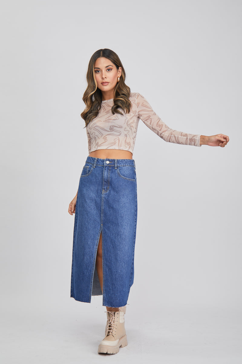 Denim Midi Skirt