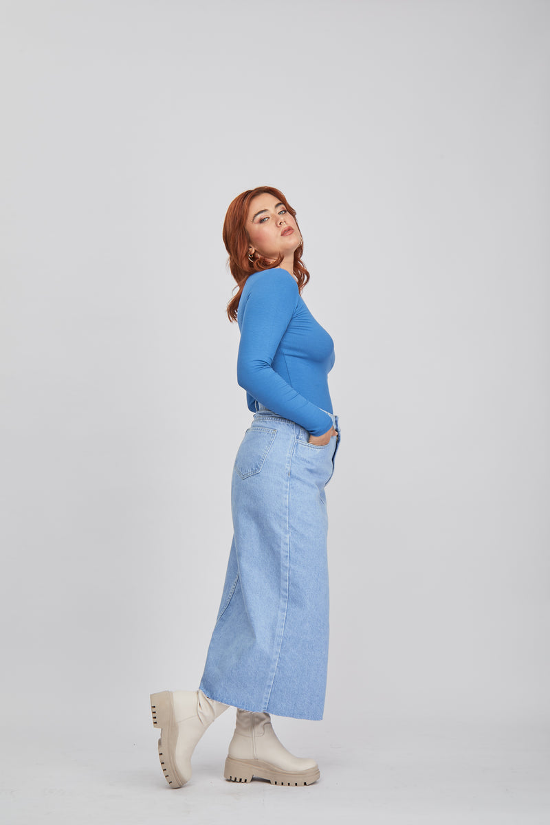 Denim Midi Skirt