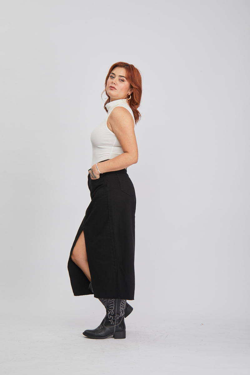 Denim Midi Skirt