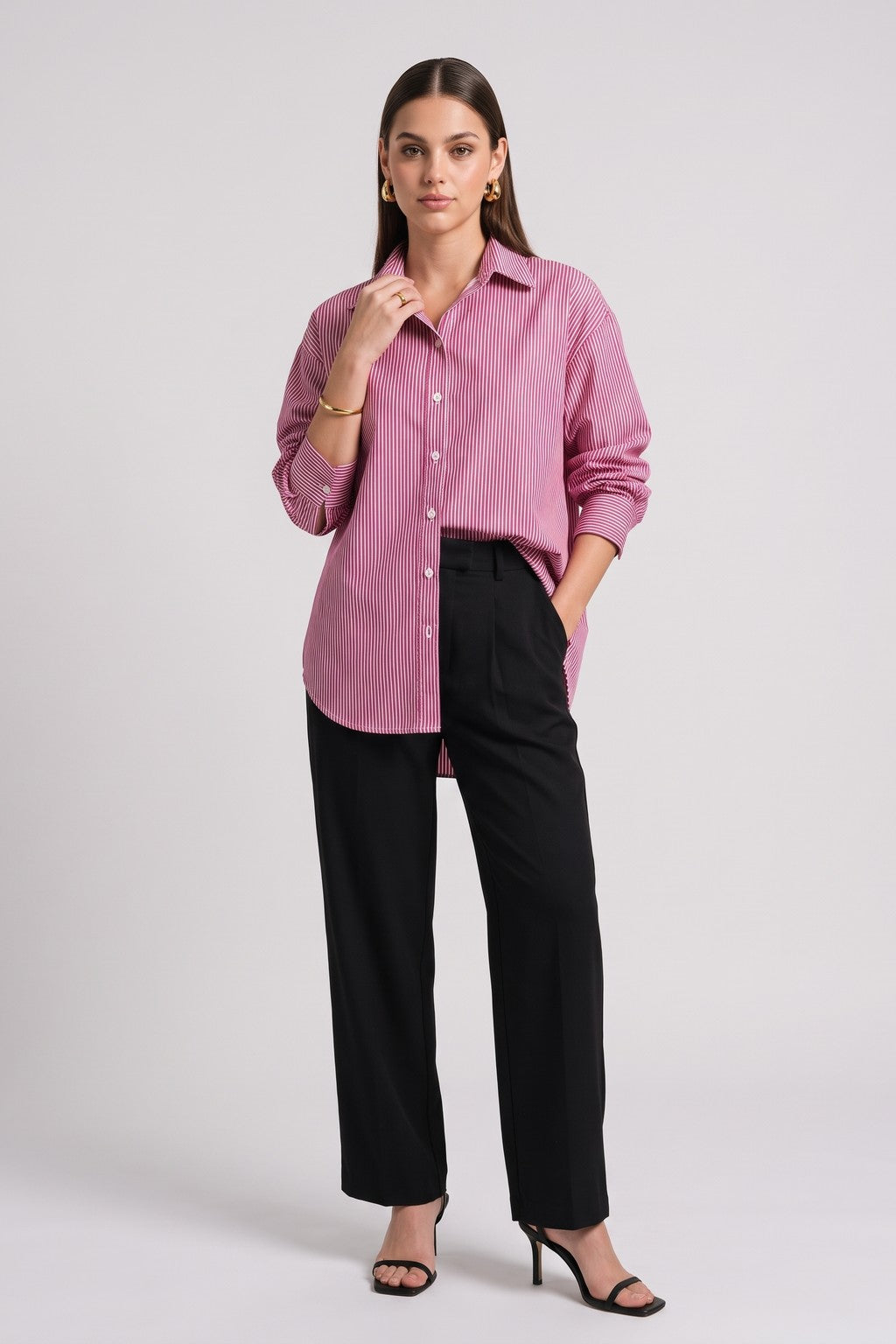 Blusa Oversize a Rayas - Rosado