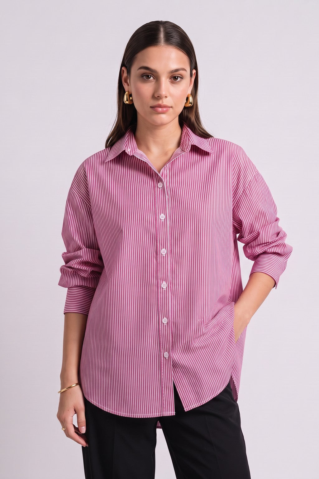 Blusa Oversize a Rayas - Rosado