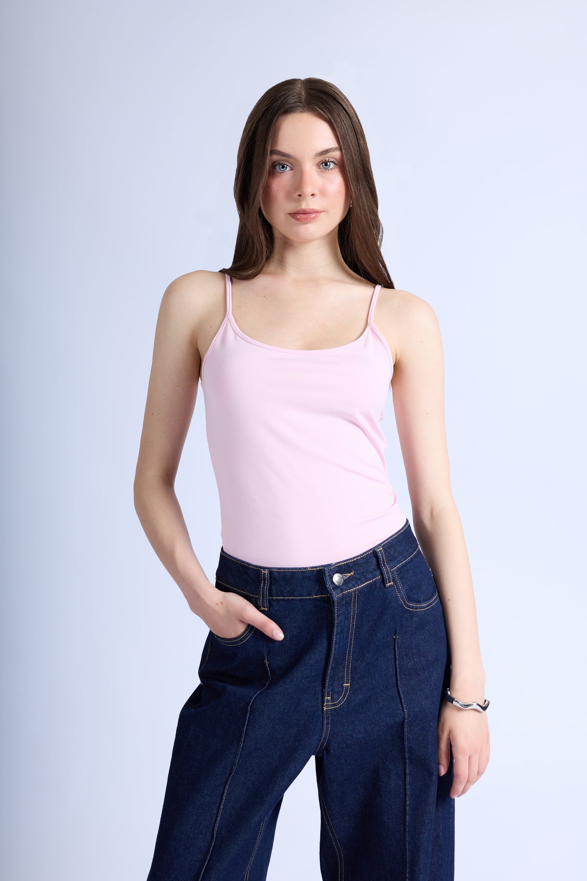 Top Slim Tiras - Rosa Pastel