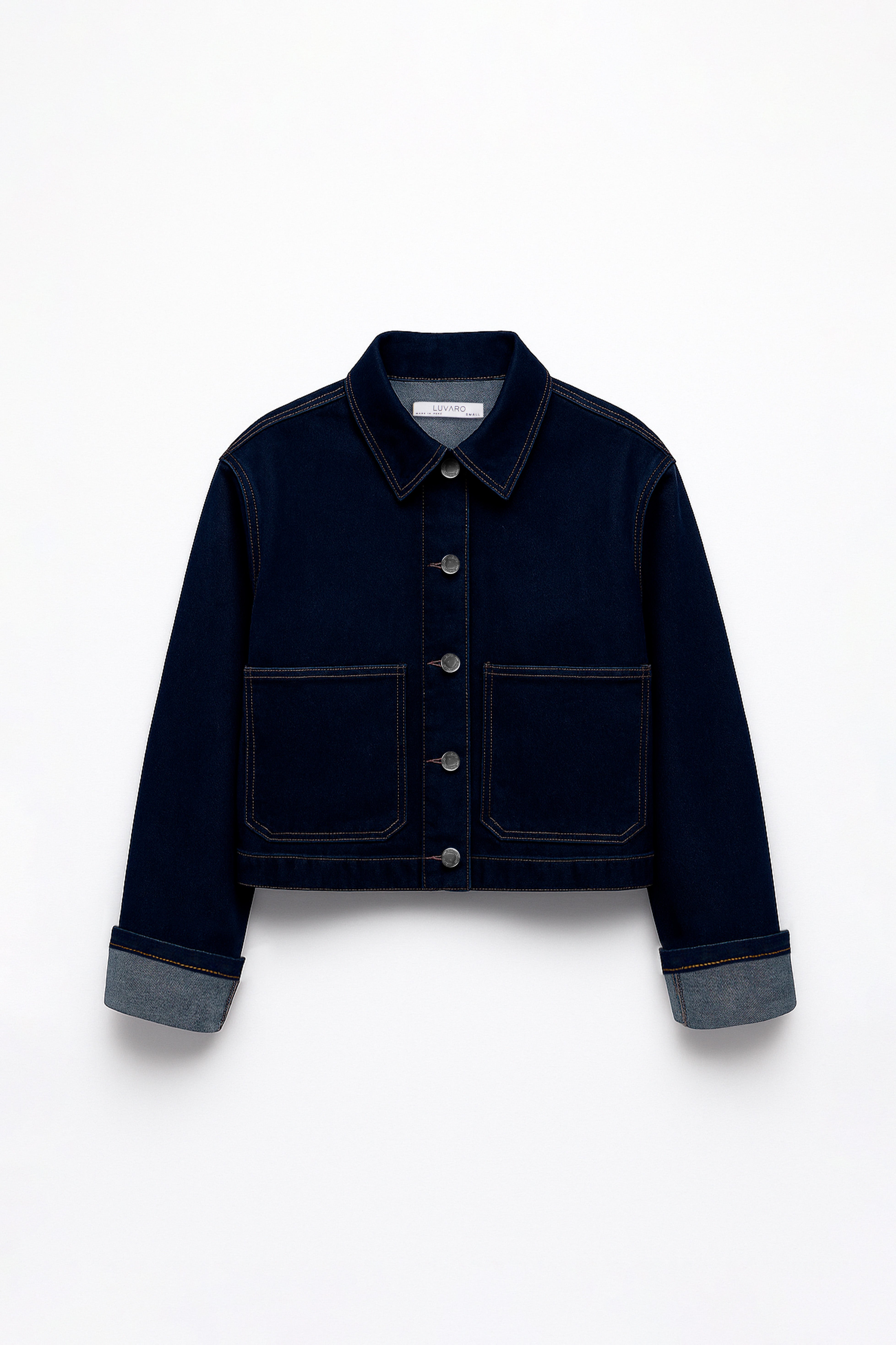 Casaca Denim Manga Doblada - Azul Índigo