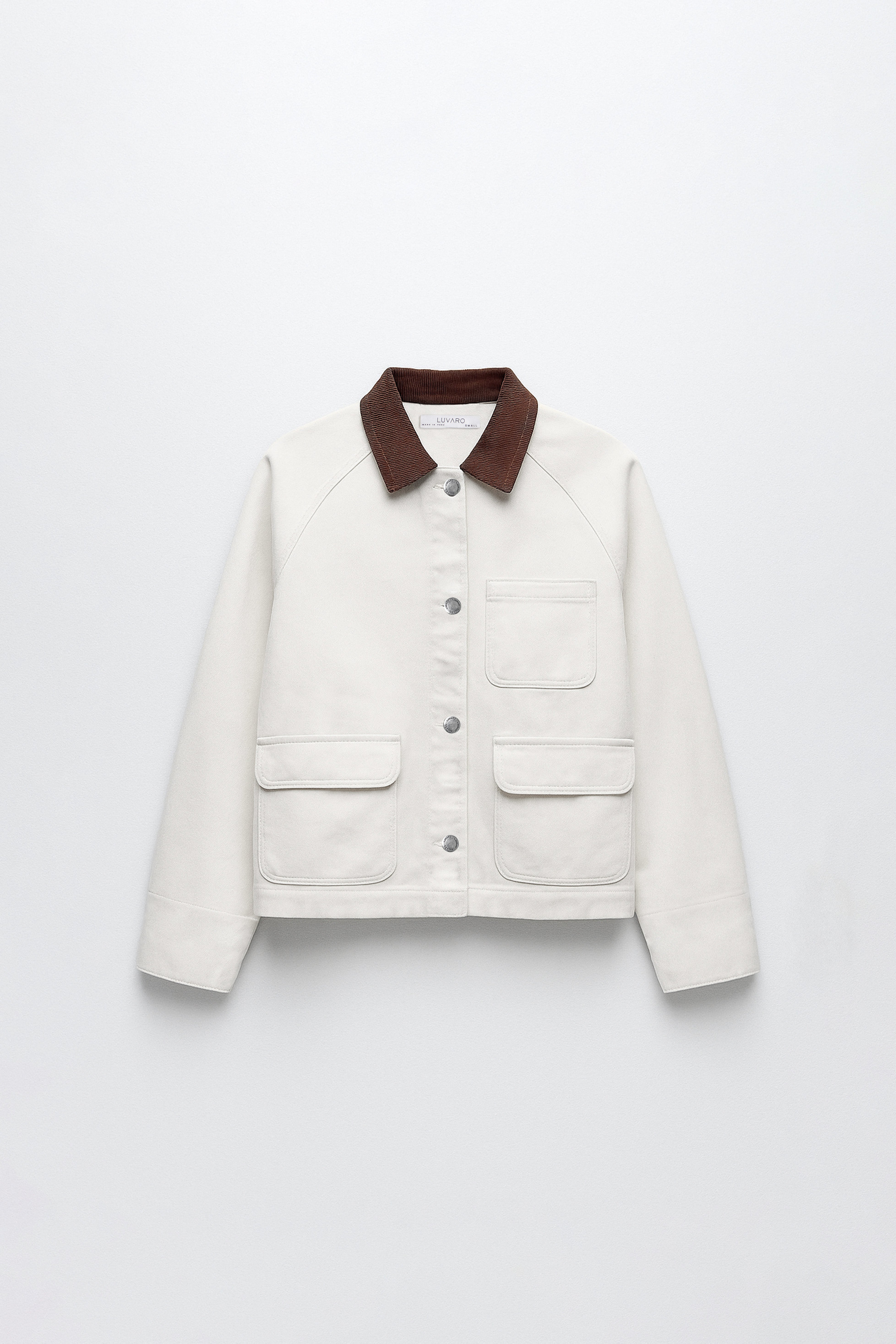 Casaca Denim Cuello Corduroy - Ecru