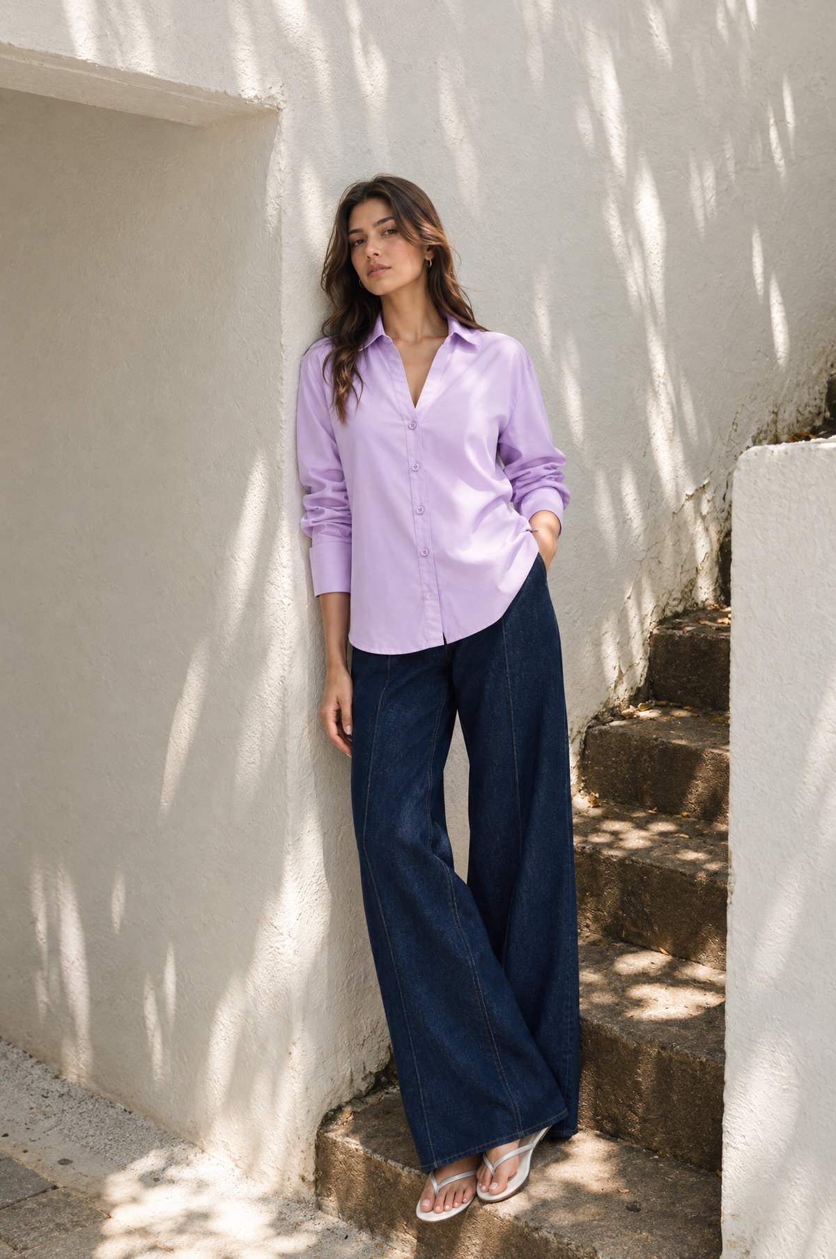 Blusa Oversize Fluida Lila - lifestyle