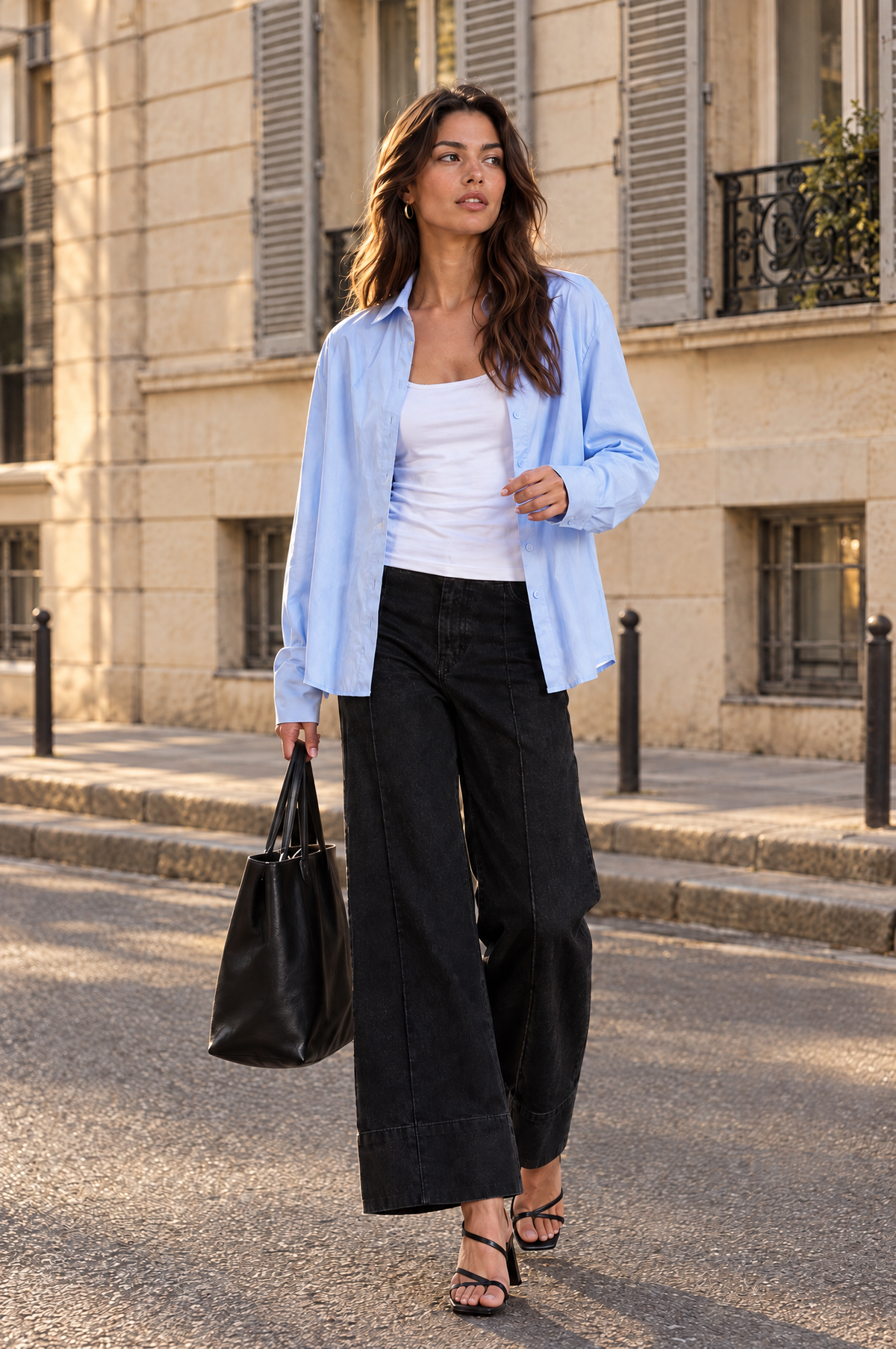 Blusa Oversize Fluida - Celeste - lifestyle