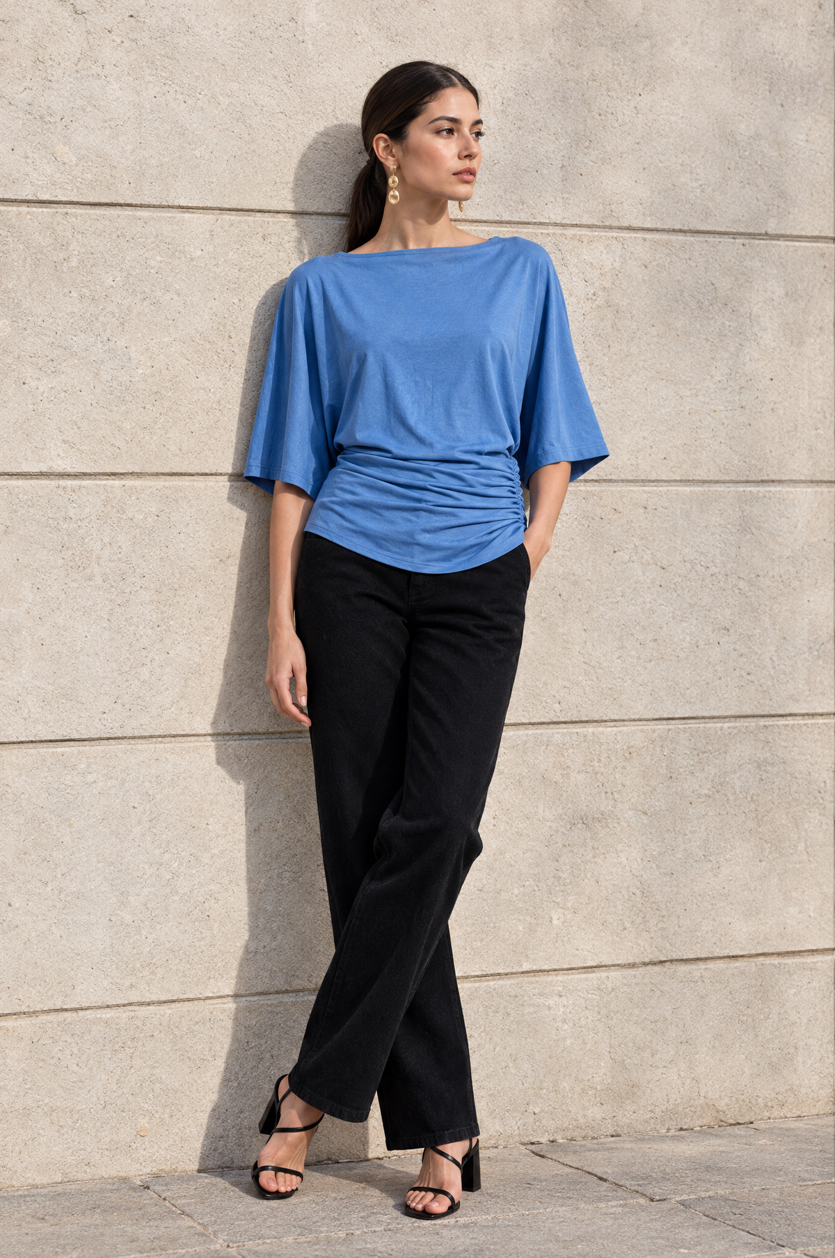Blusa Básica Manga Amplia - Acero - lifestyle