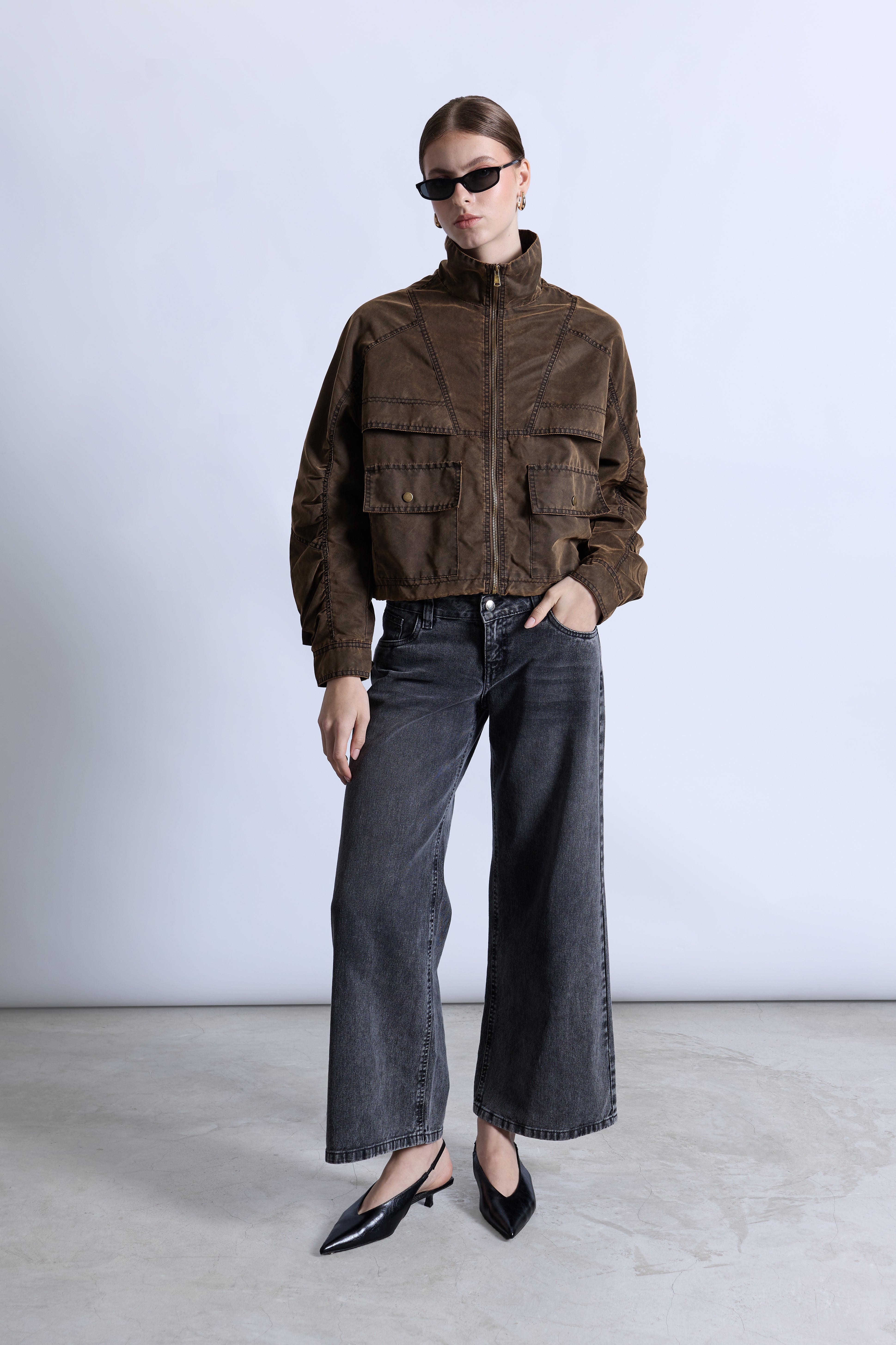 Cazadora Oversize Cargo - Marrón
