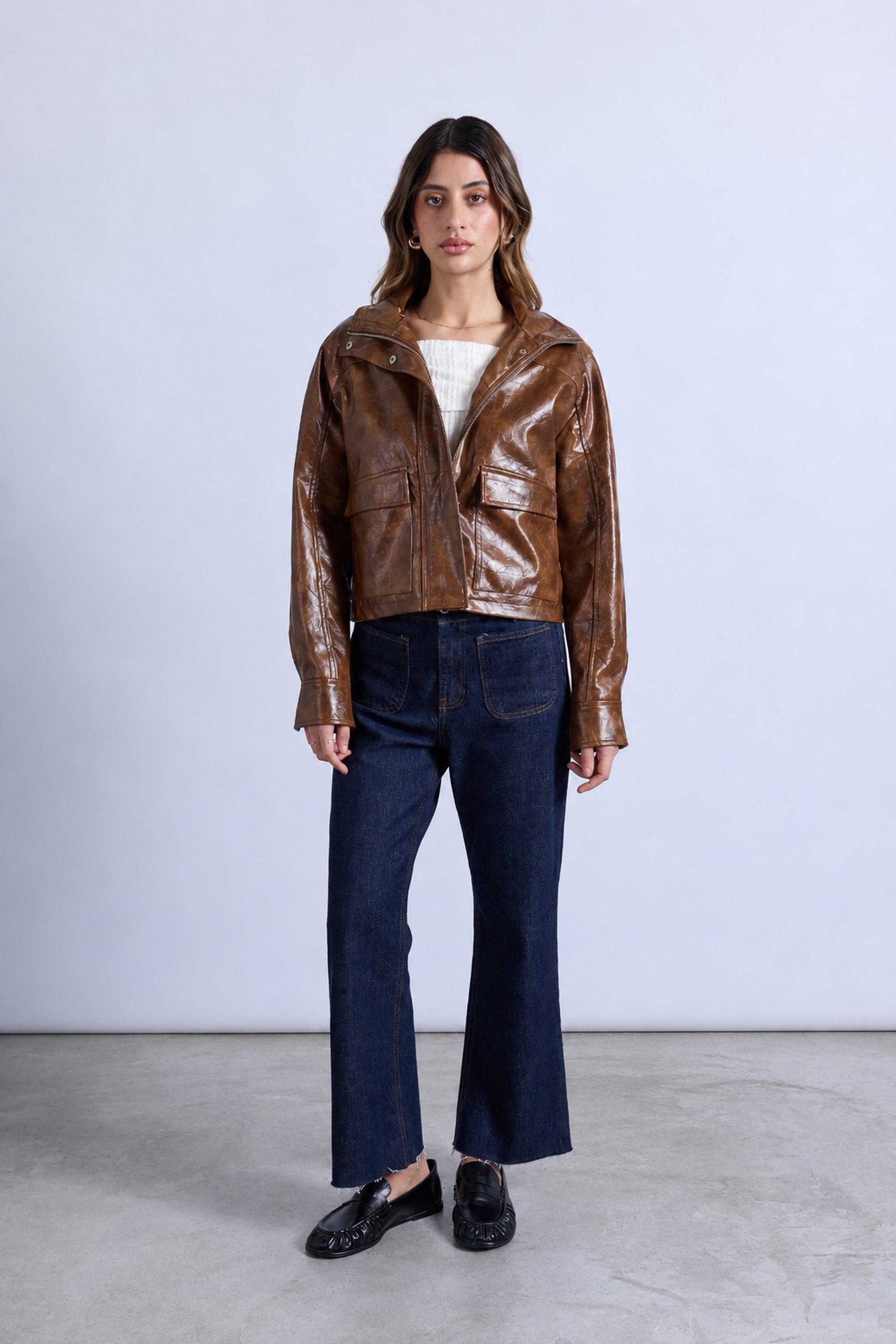 Faux Leather Jacket - Camel