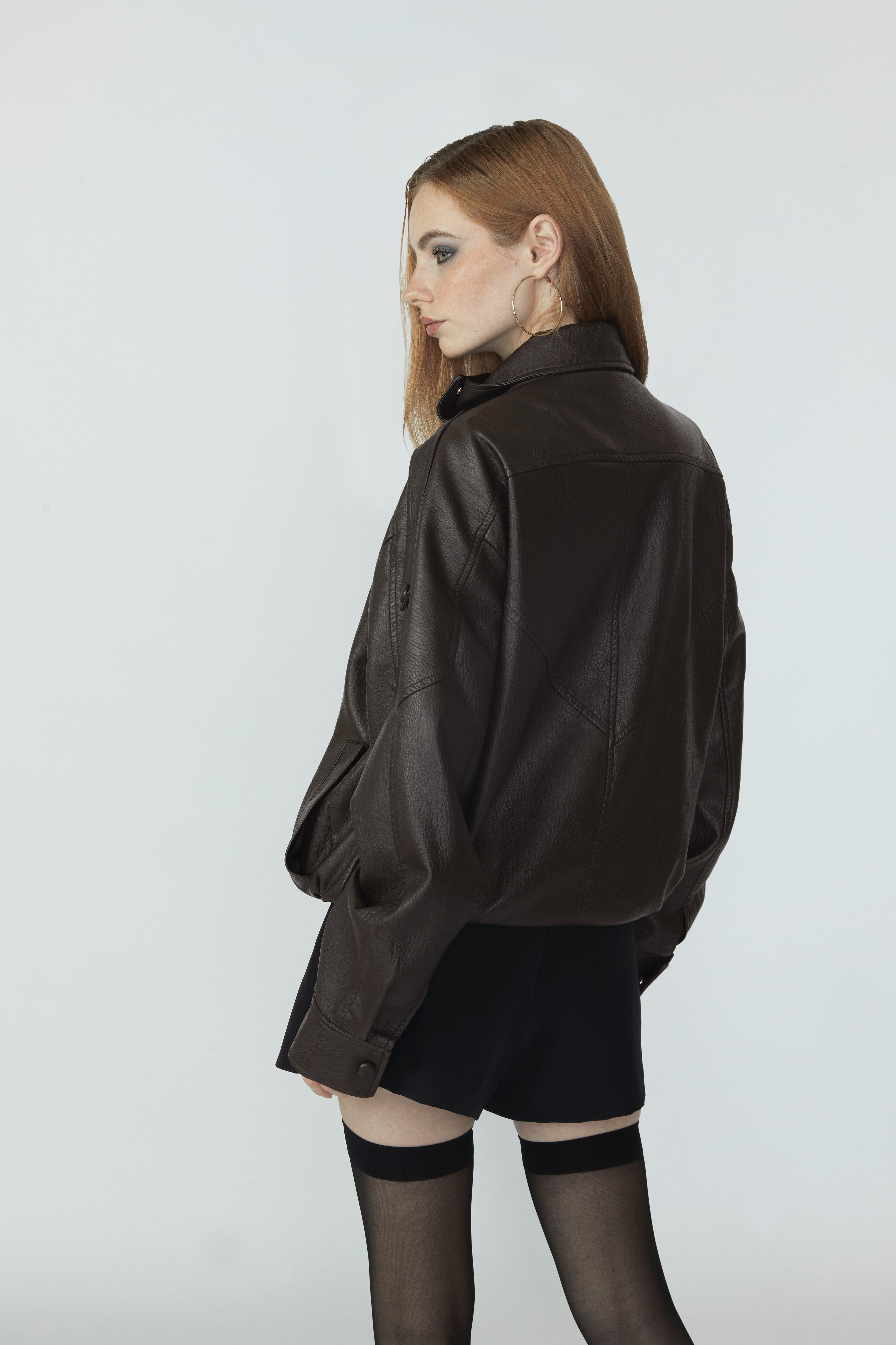 Casaca Leather Solapa - Marrón Oscuro