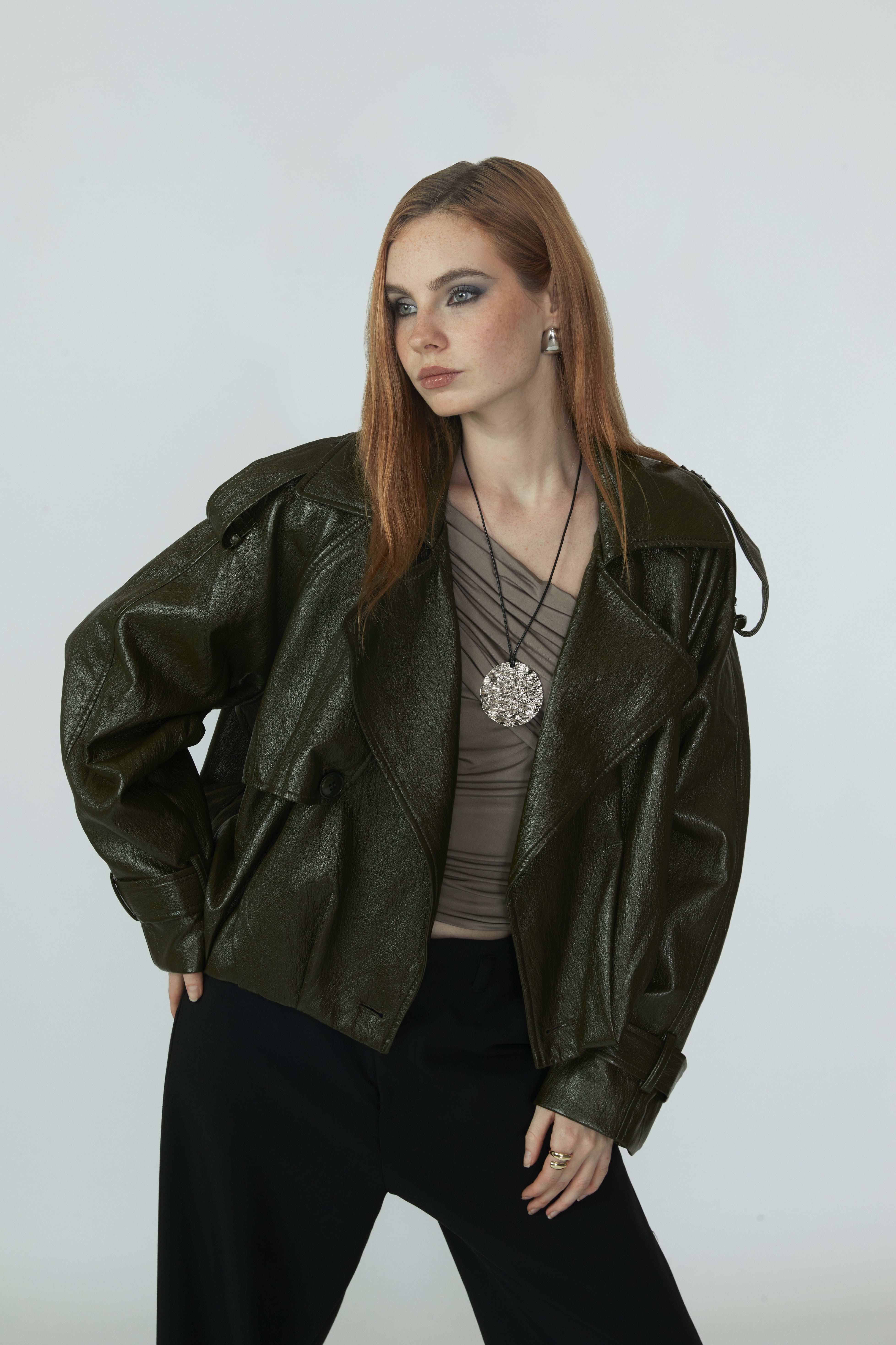 Casaca Crop Oversize - Verde Oliva