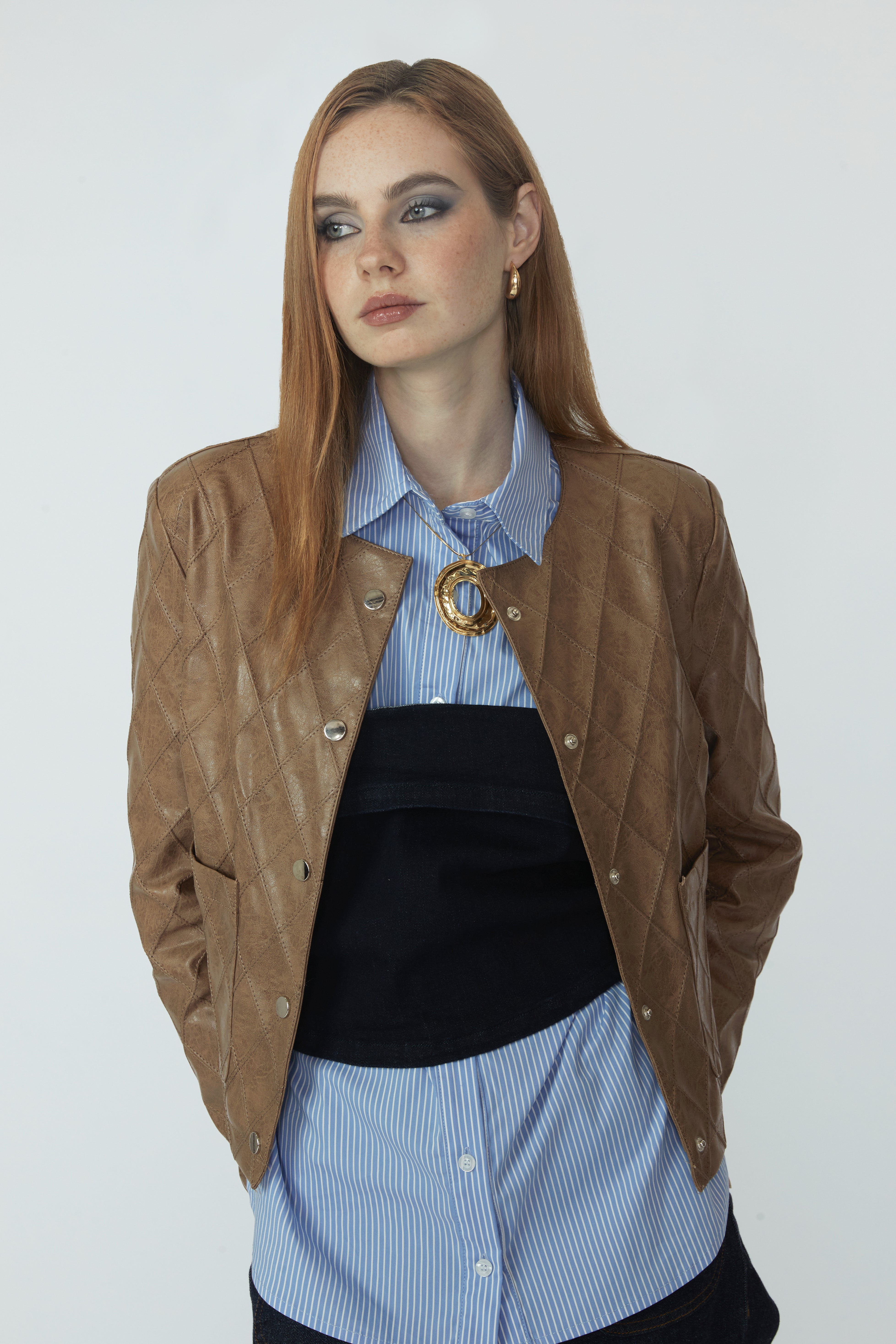 Casaca Slim Leather - Marrón