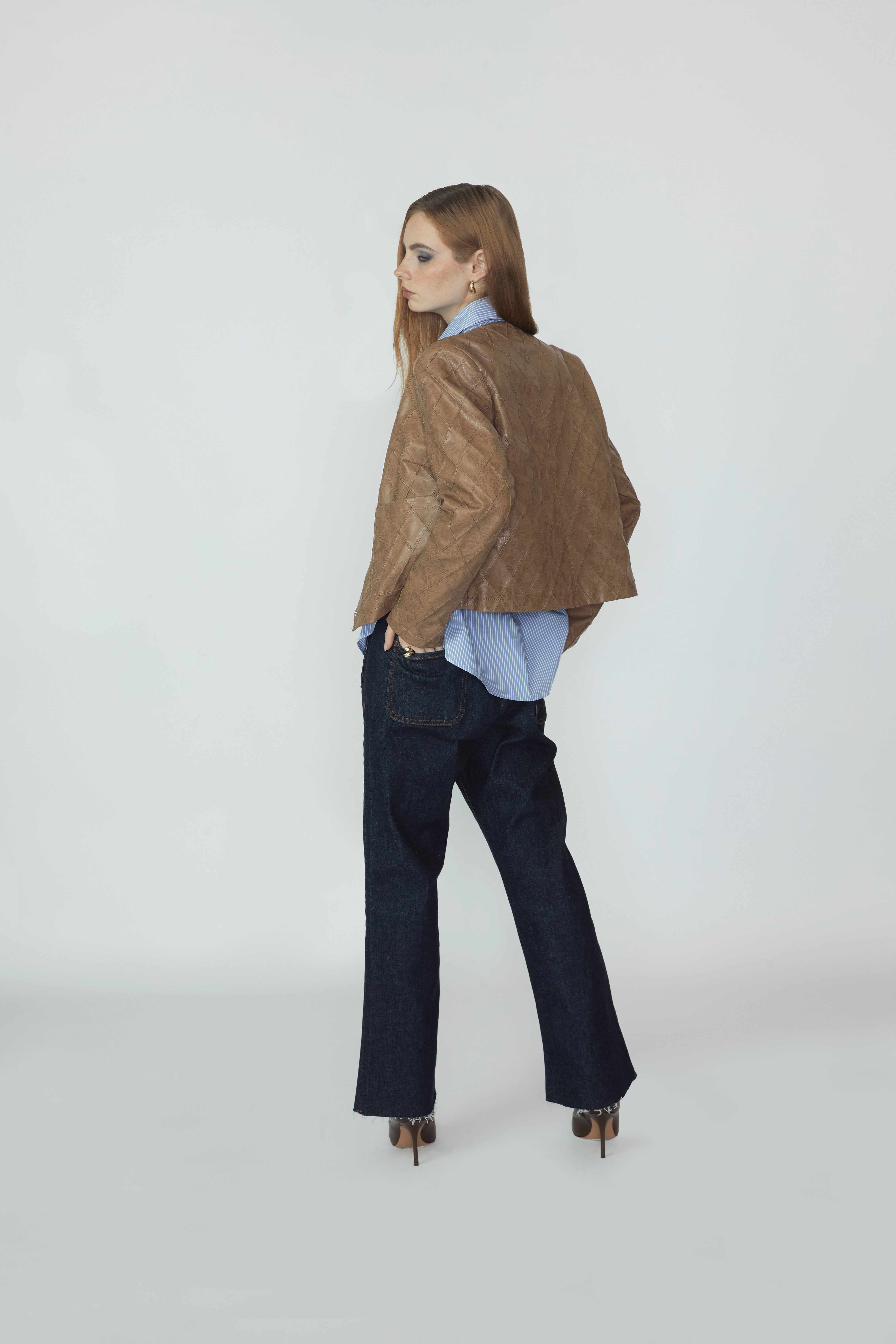 Casaca Slim Leather - Marrón