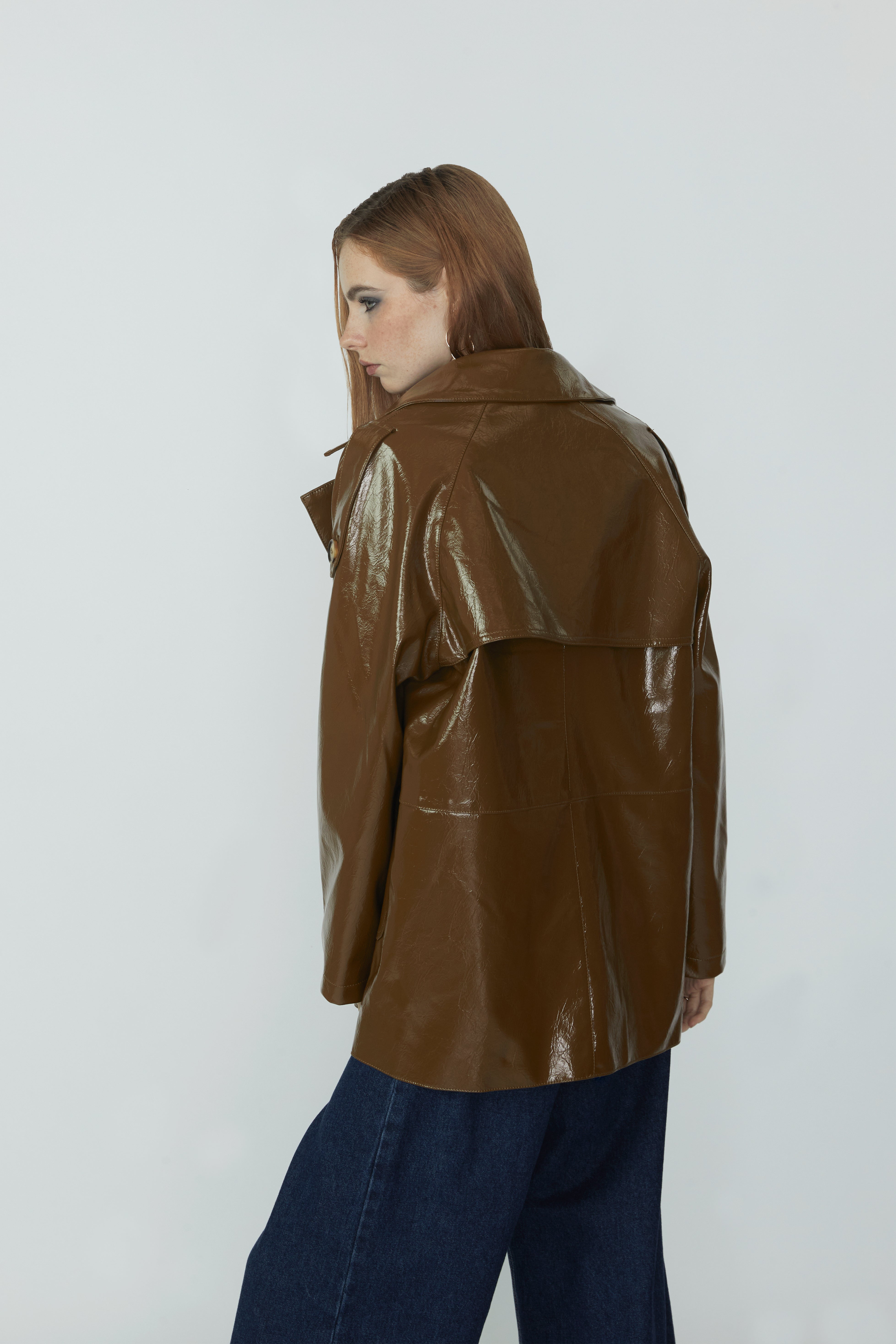 Trench Midi leather - Camel