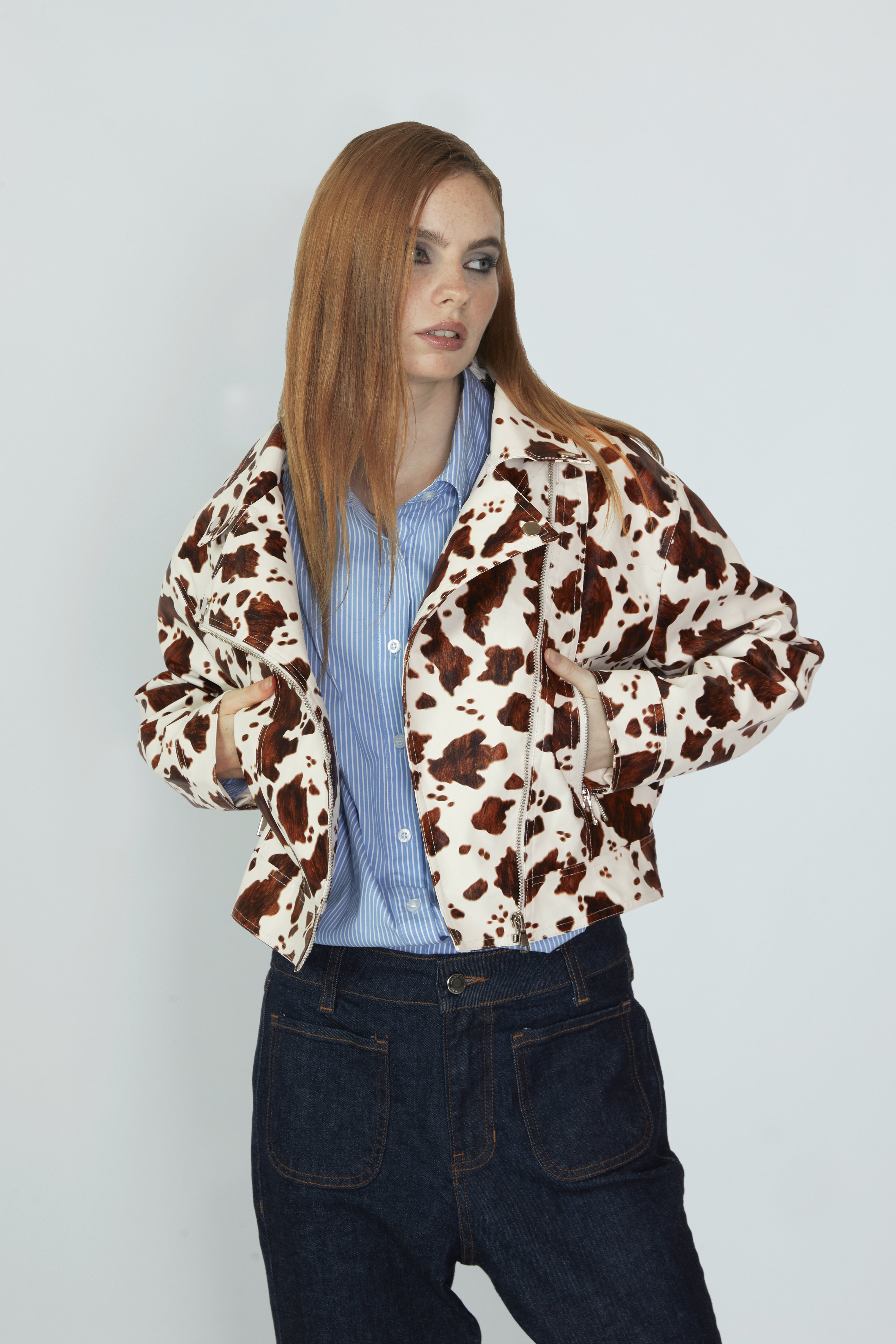 Cazadora Leather Cow - Print vaca