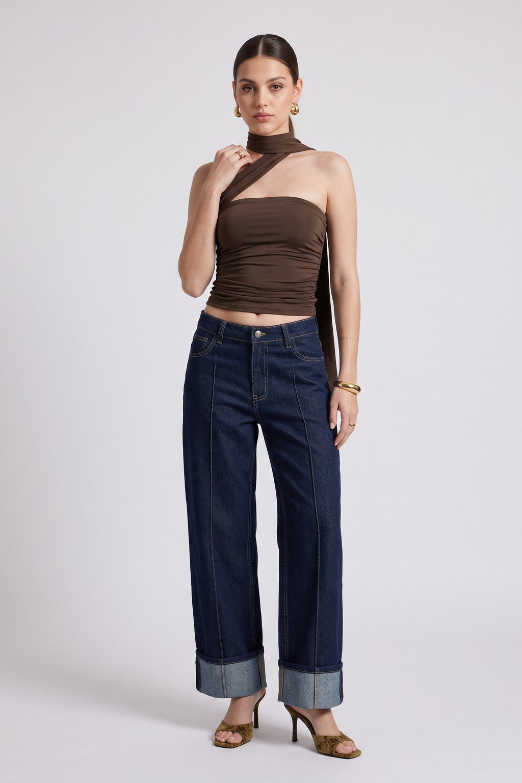 Top Lazo Strapless - Marrón