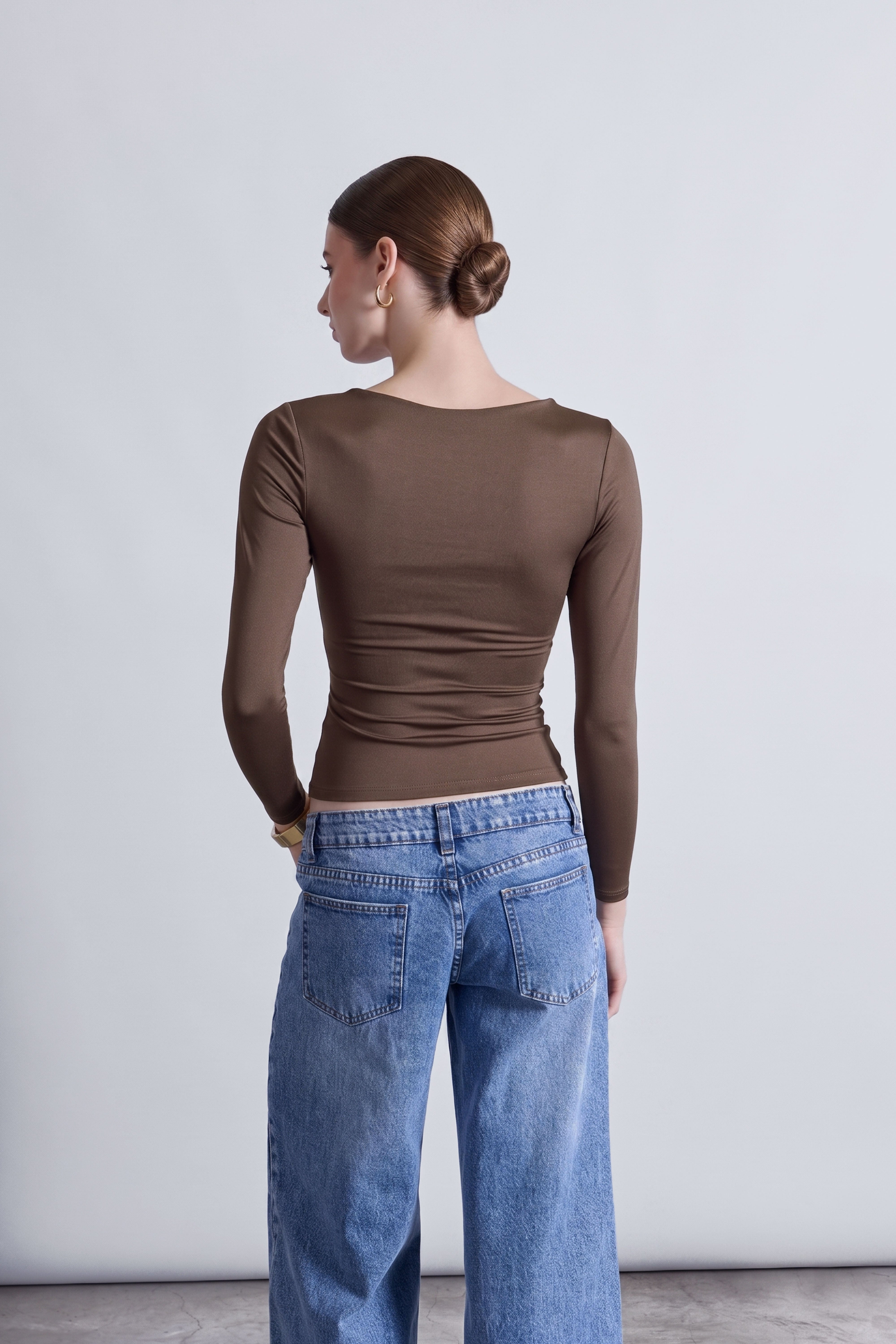 Top Slim Escote Cuadrado - Camello