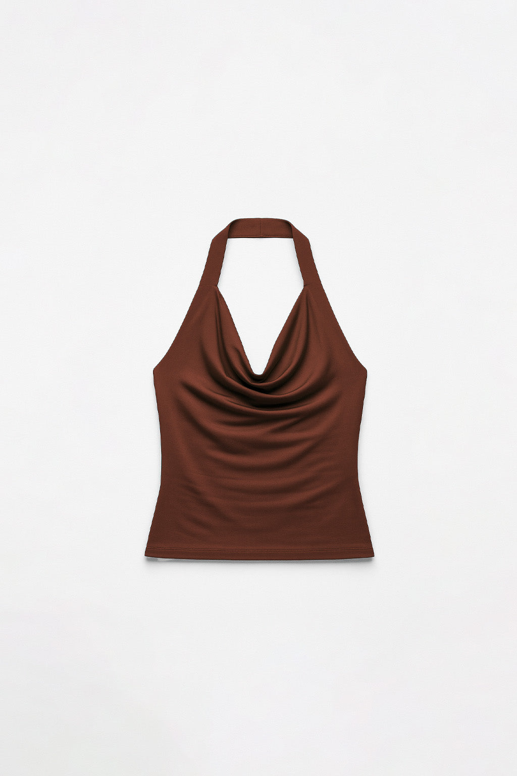 Top Halter Drapeado Corto - Marrón
