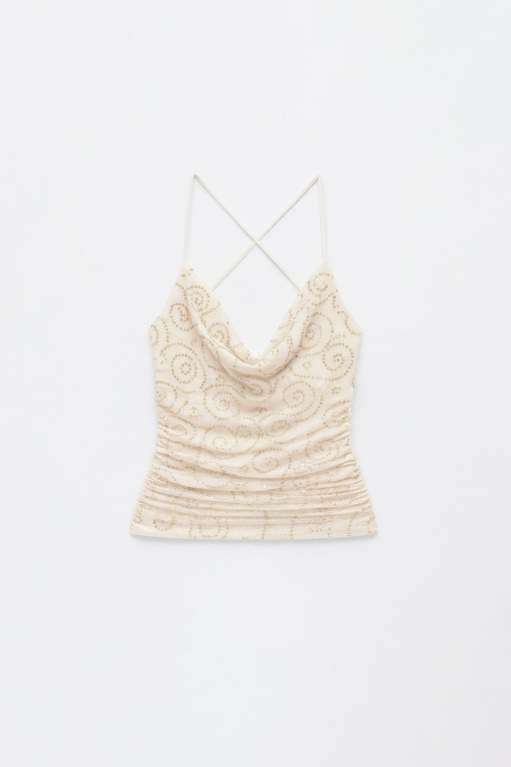 Top Tirantes Drapeado Brillo - Perla